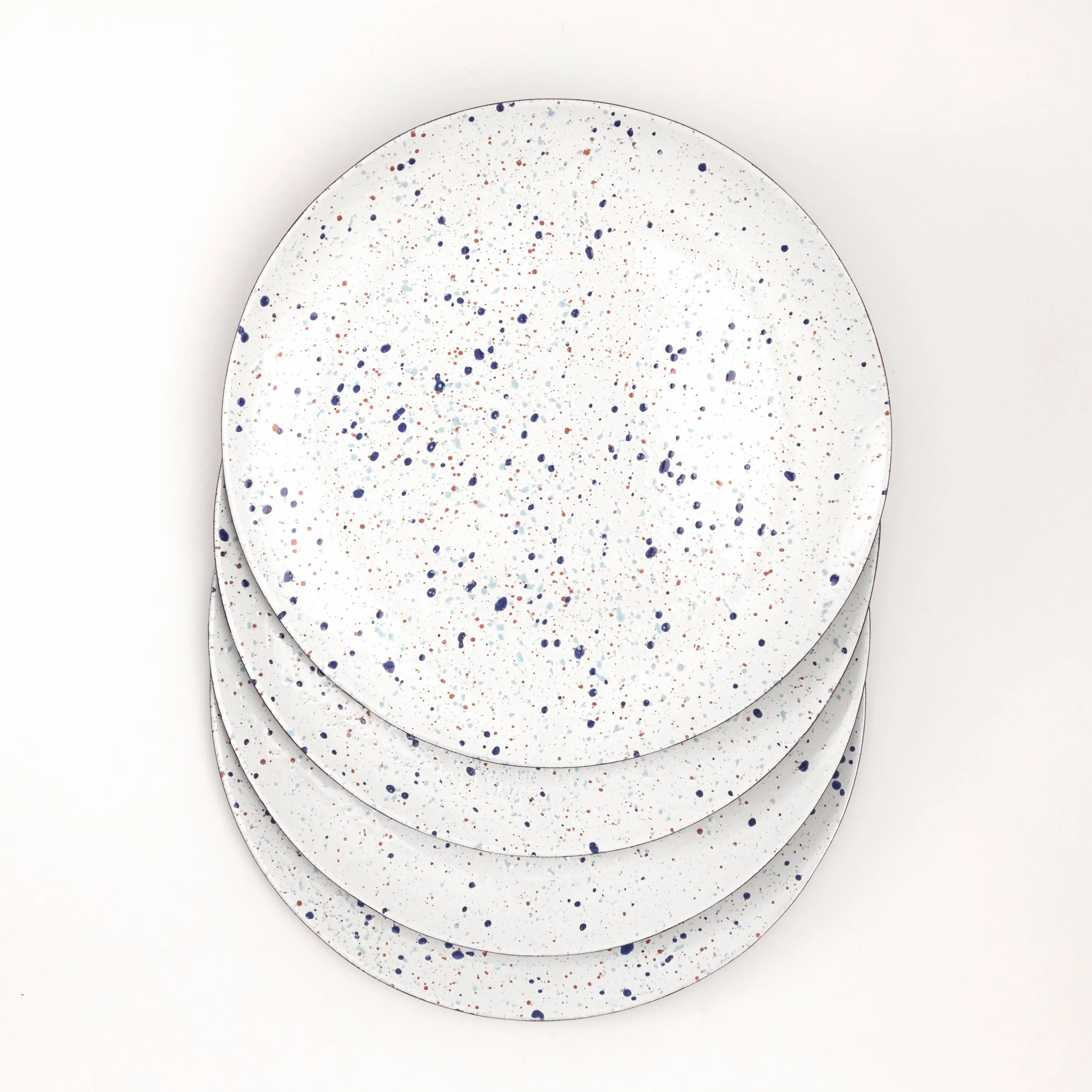 Enameled Speckled 9.5" Dia. Dinner Plate- Set of 4