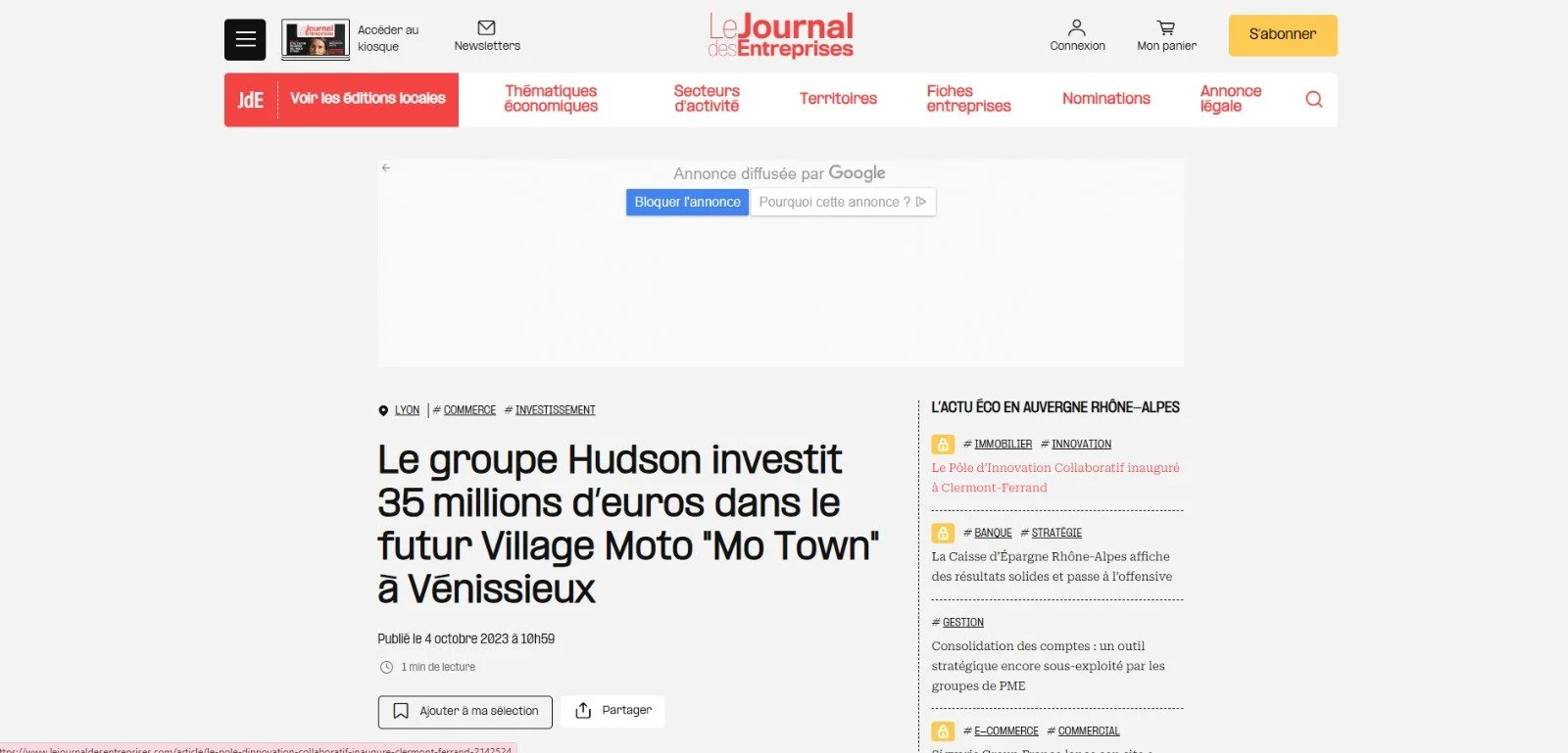 Le Journal des Entreprises - 4 oct. 2023