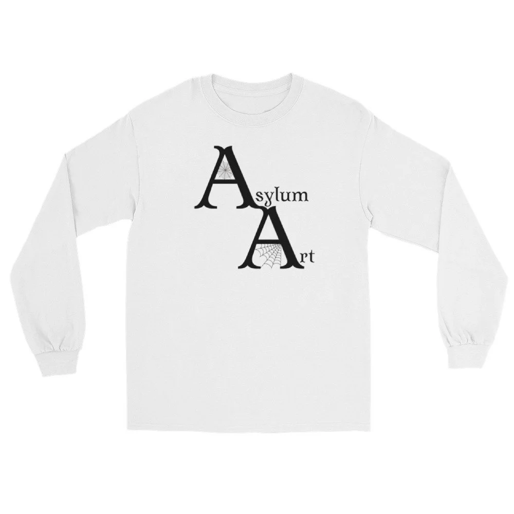 Asylum Art Unisex Long Sleeve Cotton Shirt Black Lettering