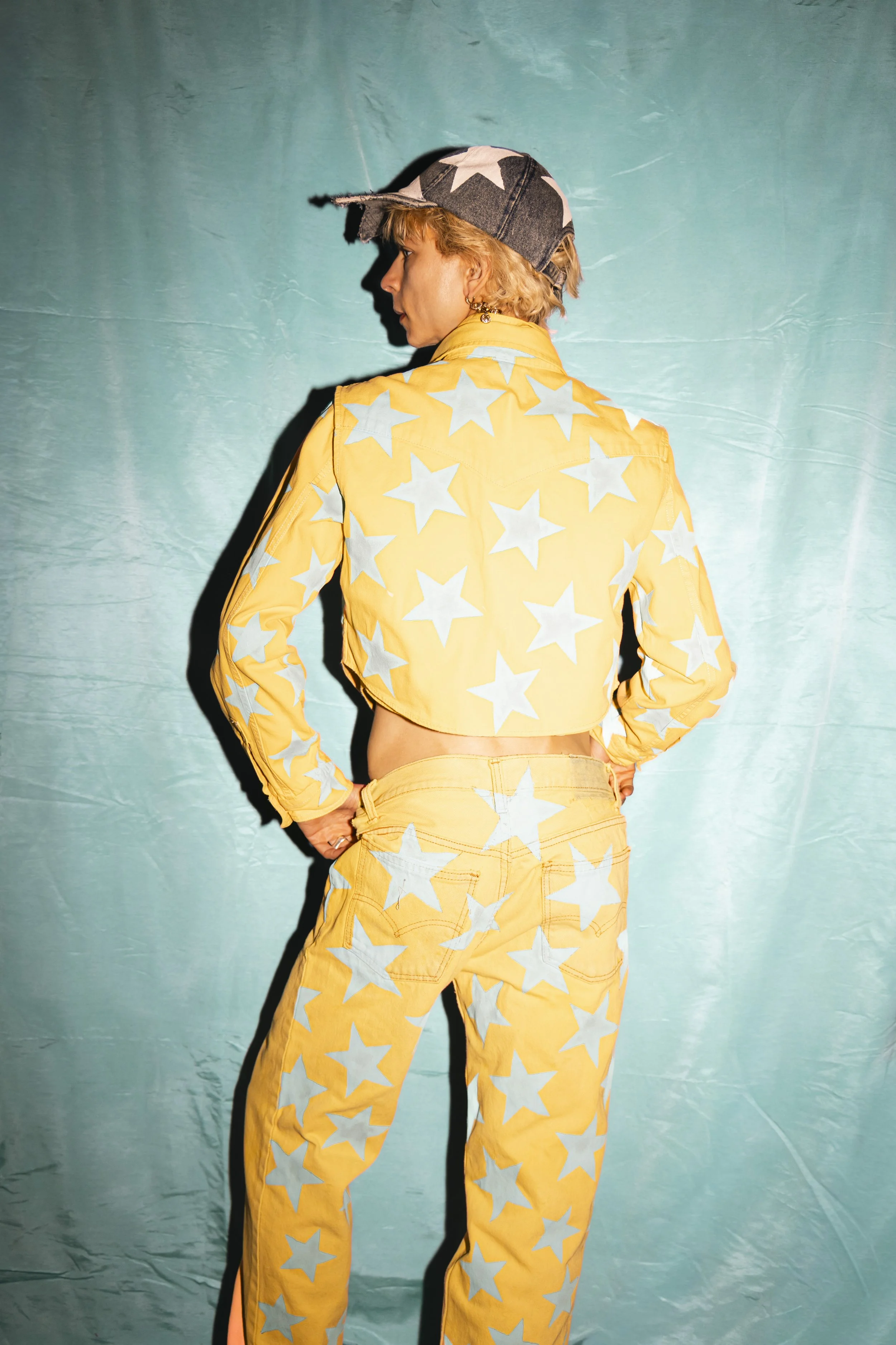 Model wearing Star Cowboy jeans, styled shot