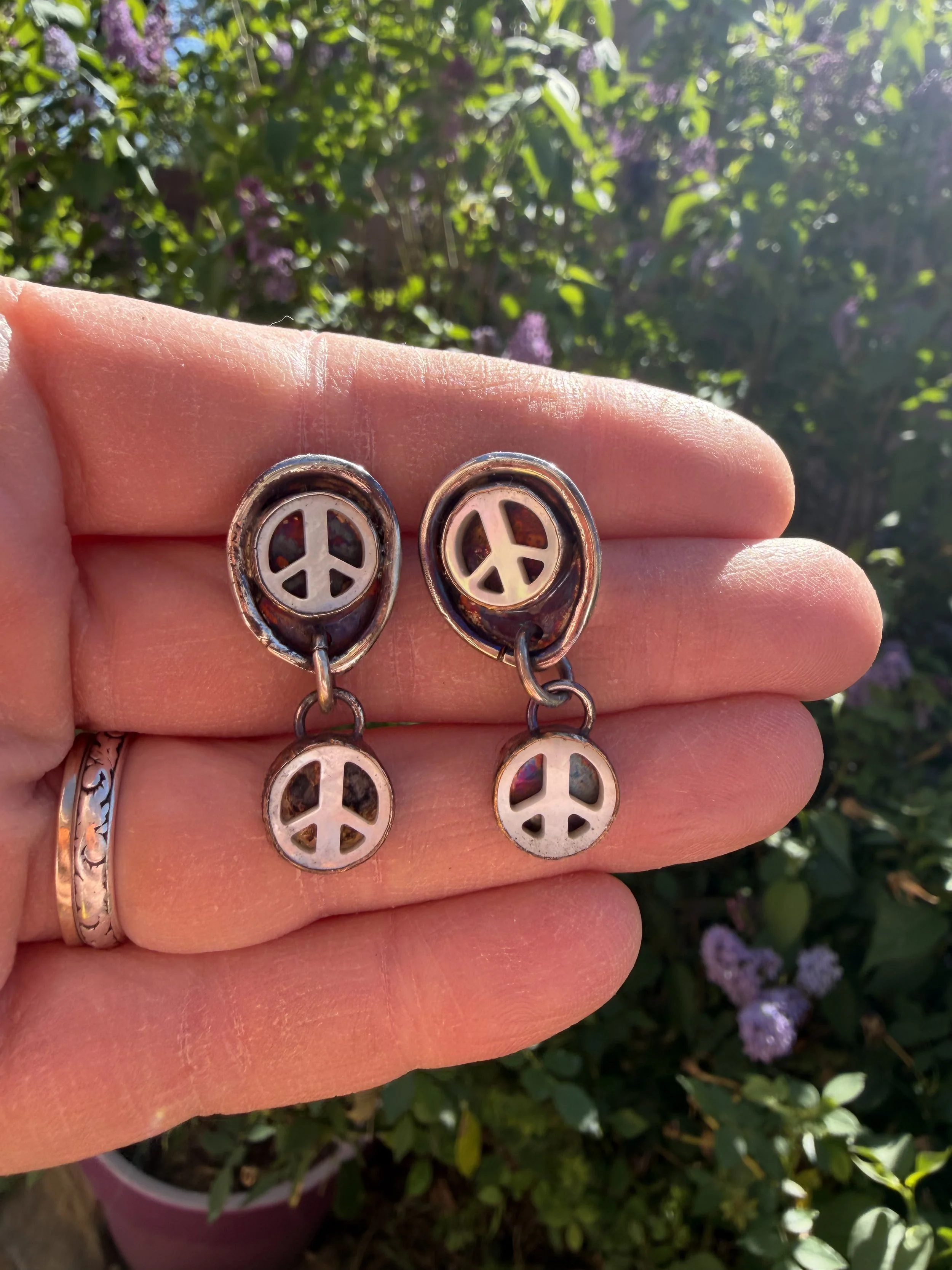 Peace Sign Stud Earrings