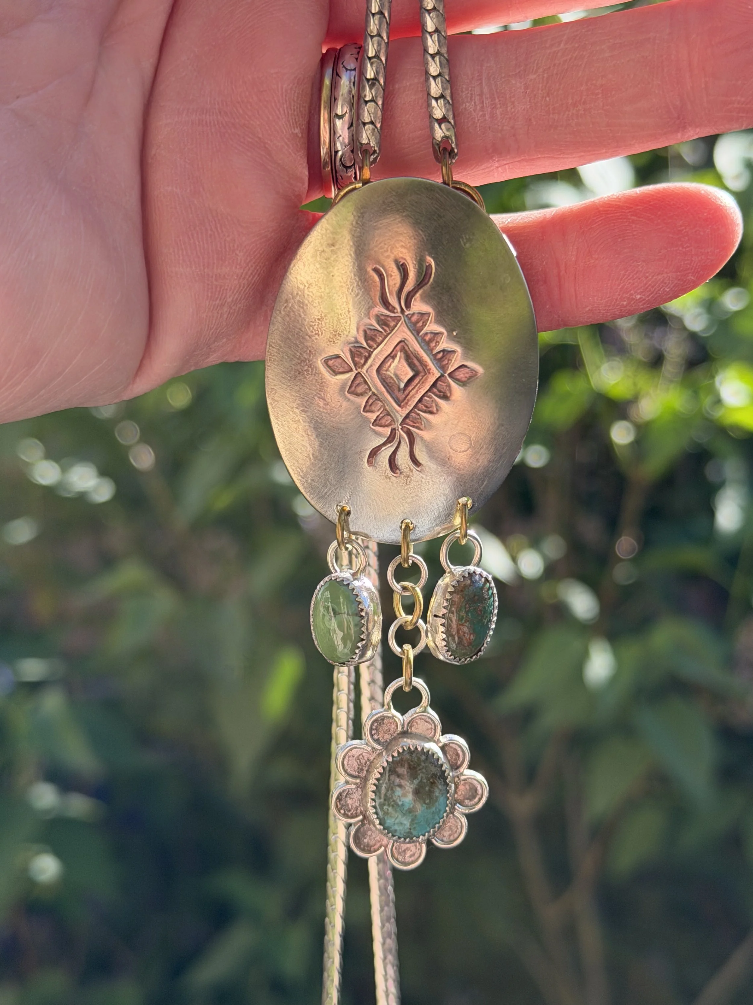 Concho and Turquoise Flower Necklace