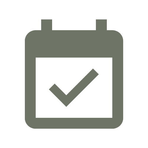 Icon of a calendar with a checkmark inside indicating scheduling or completed task.