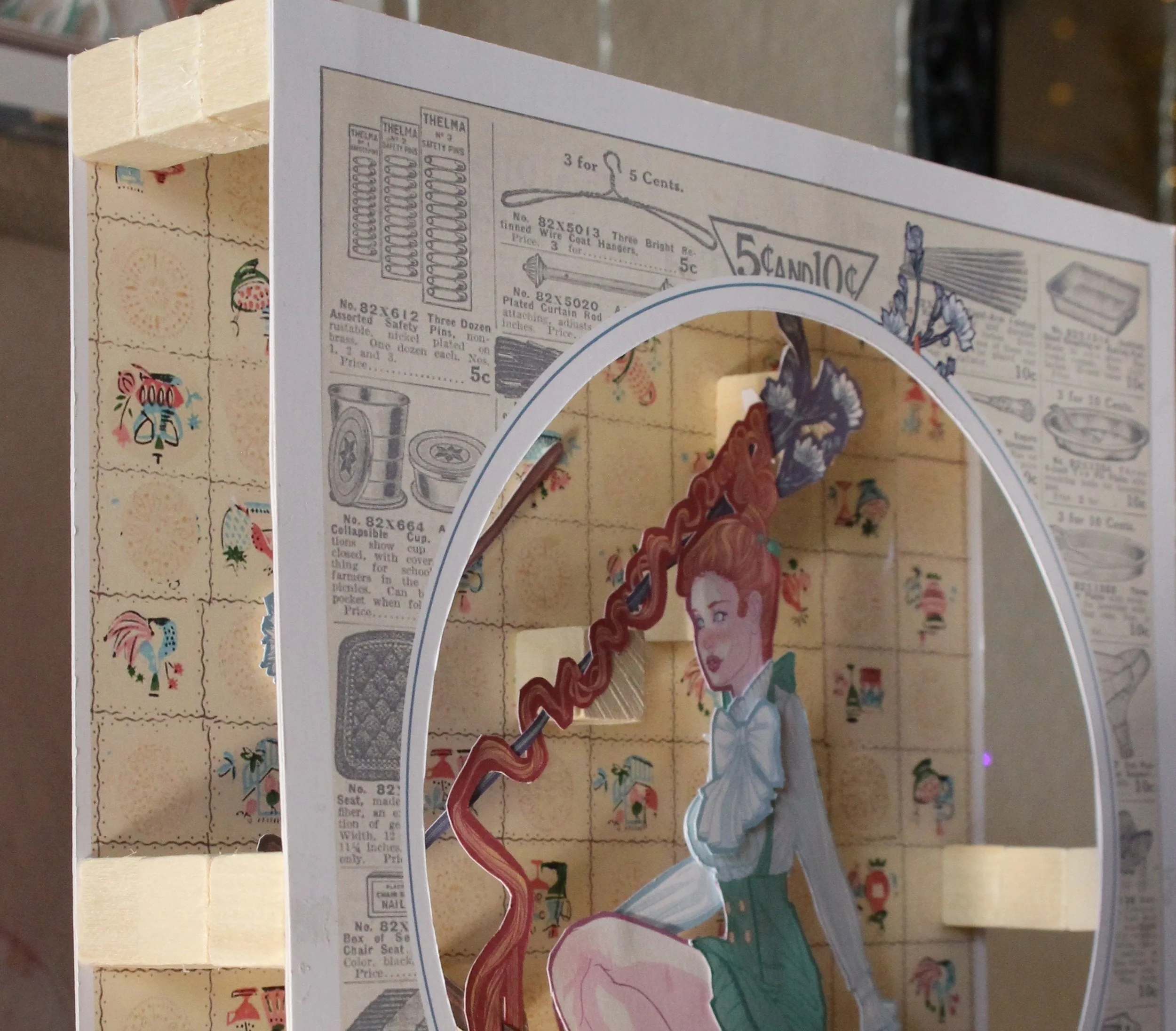 Close-up of "The Cleaning Ritual", a 3D Storybox from artist Anthony Christopher Robinson.