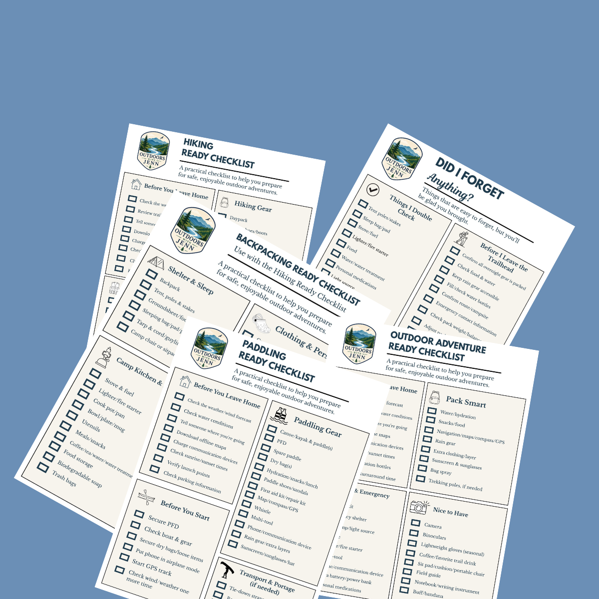 Gear Checklists, paddling gear, hiking gear, adventure gear