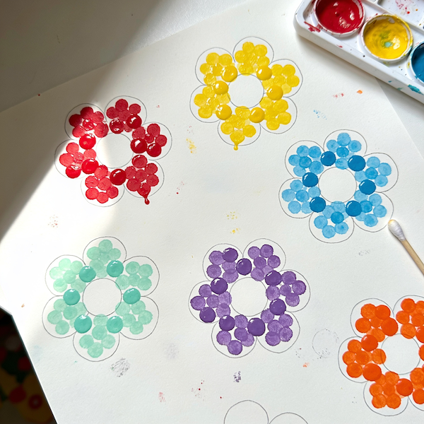 Q-Tip Dot Flower Painting