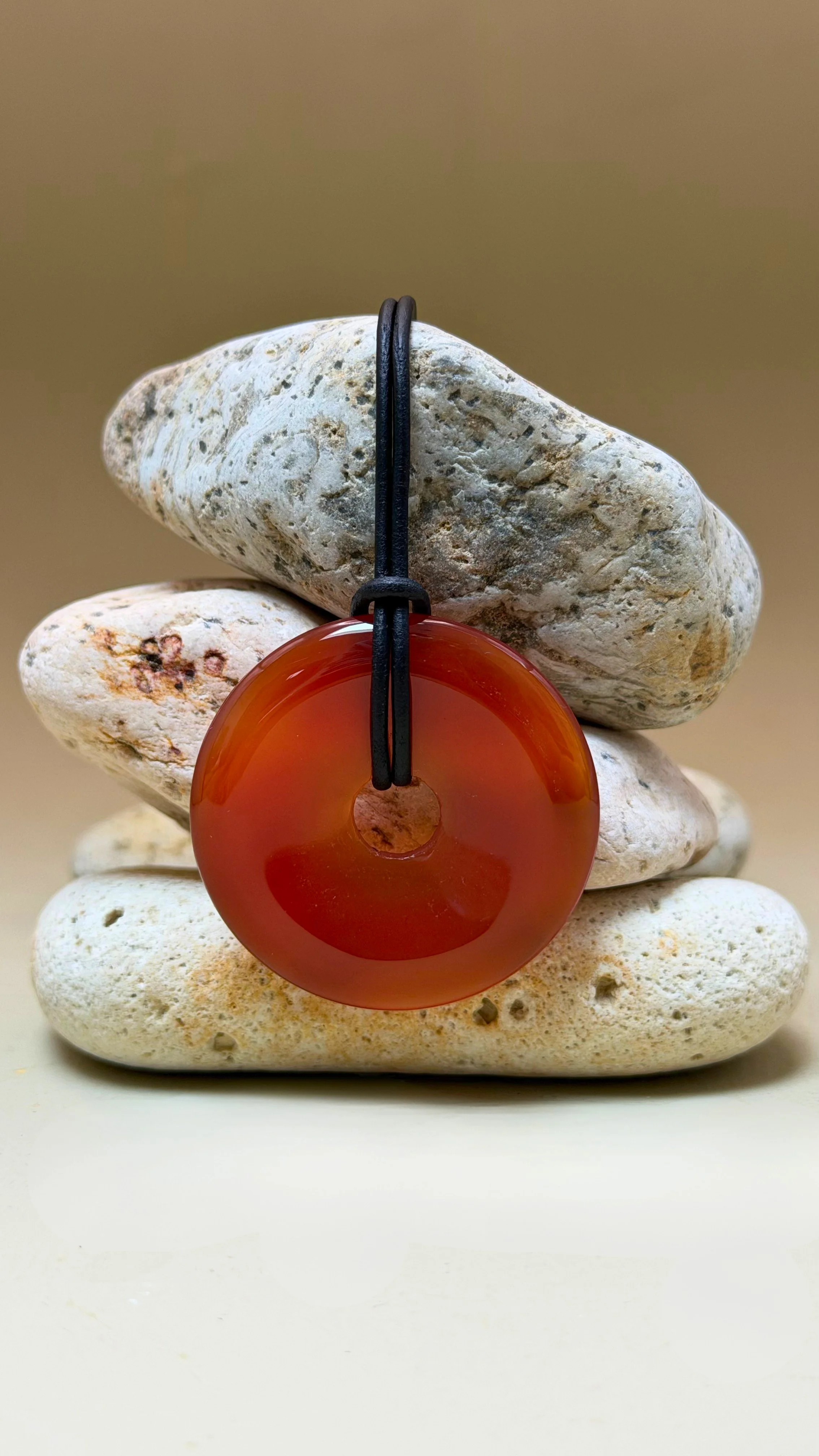 Small Carnelian Donut Pendant