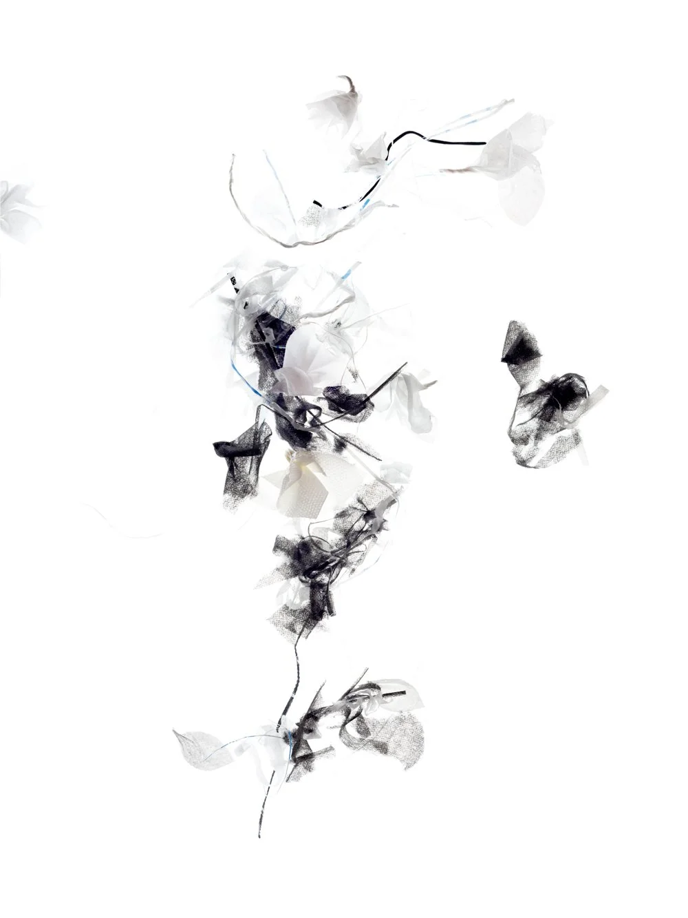 Undone
Digital Composite Archival Ink Pigment Print
Editions of 3/10/10 +2AP at
56x42, 40x30, 28x21 inches
Materials: Masks, Toilet Paper, Tissue Paper, Bubble Wrap,Paper Towel, Hand Sanitizer 