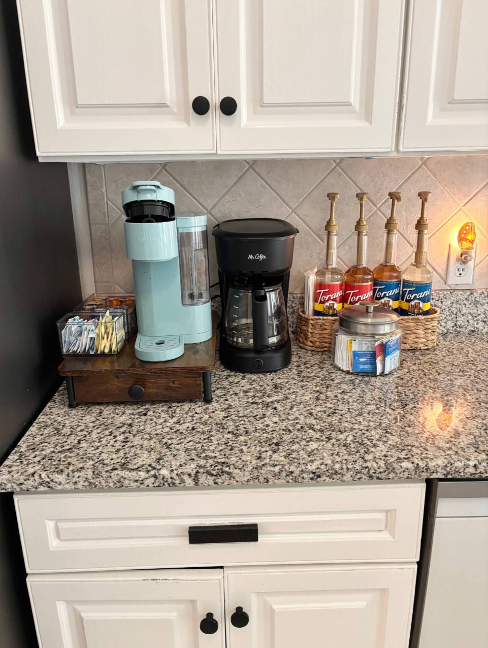 Morning coffee bar with syrups