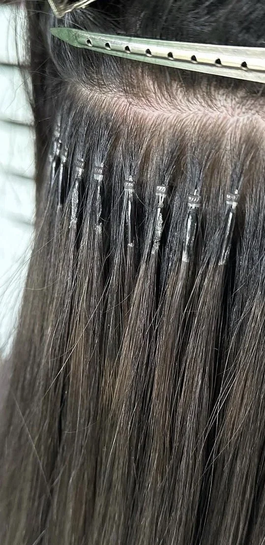Close-up of the nano bead foundation done by Laura at Loxy Locks Hair Academy
