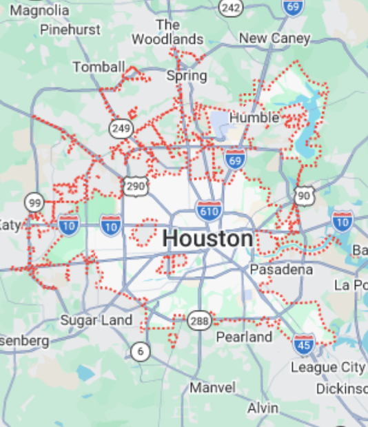 Texas Storm Pro Service Area Map