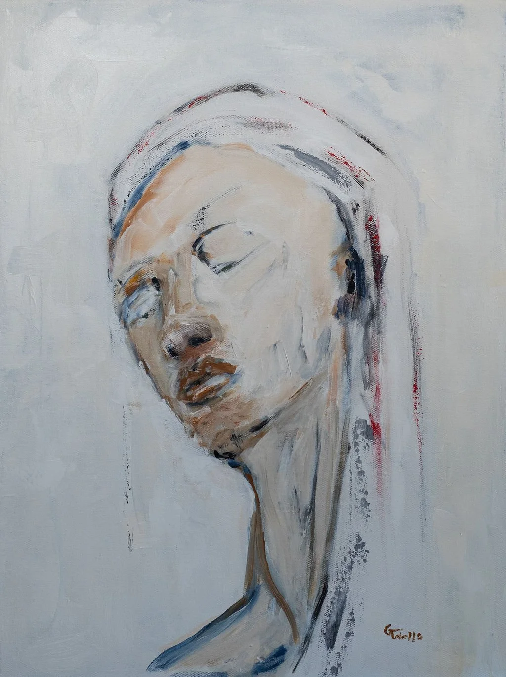 acrylic, abstract female face, contemporary female face