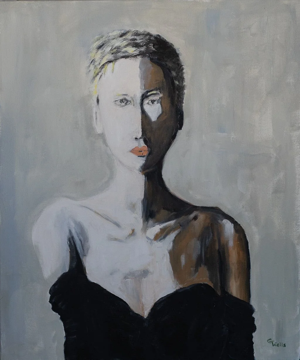 acrylic, abstract female figure, contemporary female figure