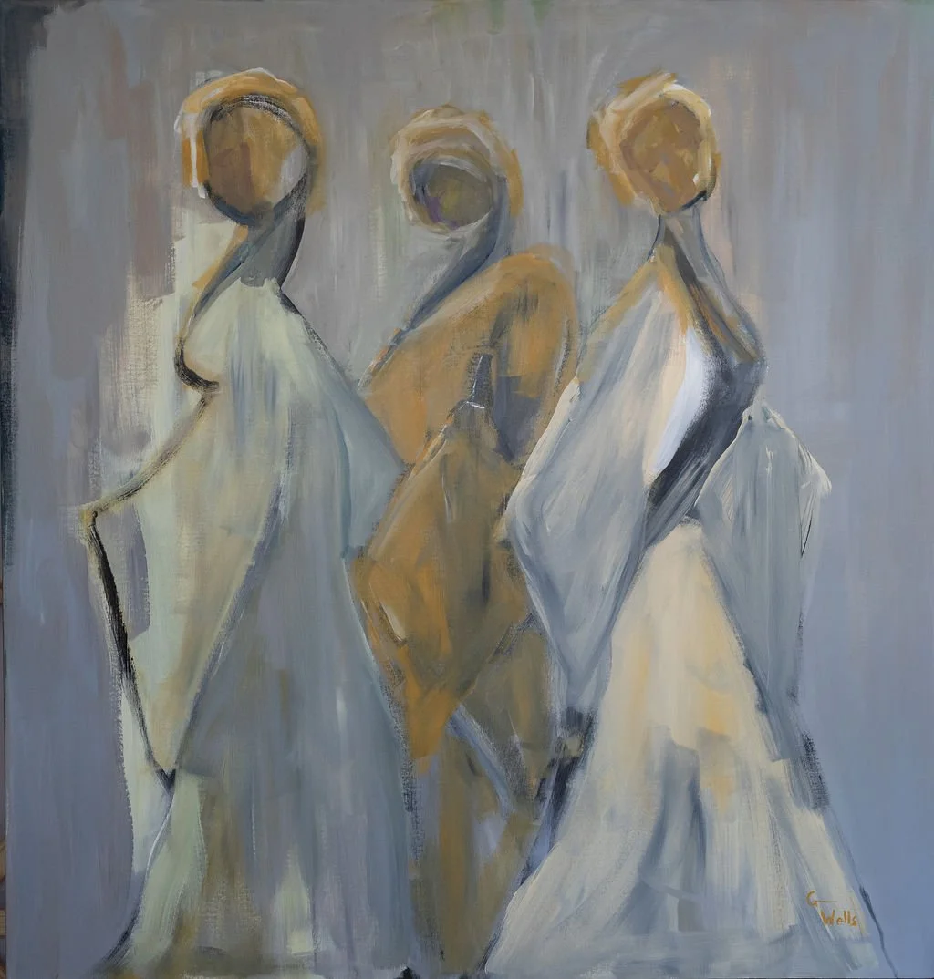 acrylic, contemporary figure, abstract figure, impressionistic figure