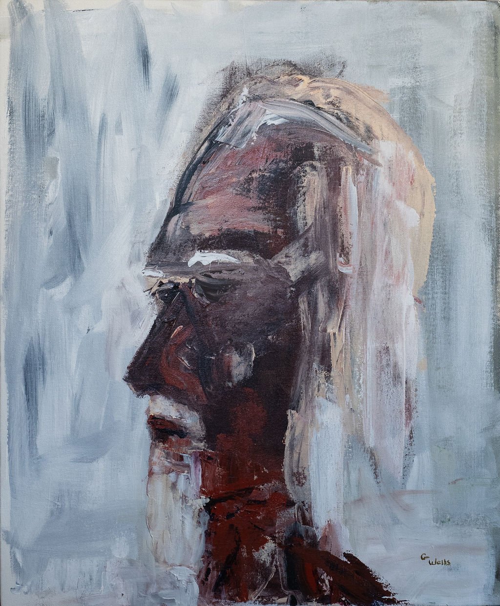 acrylic, abstract male face, contemporary male face