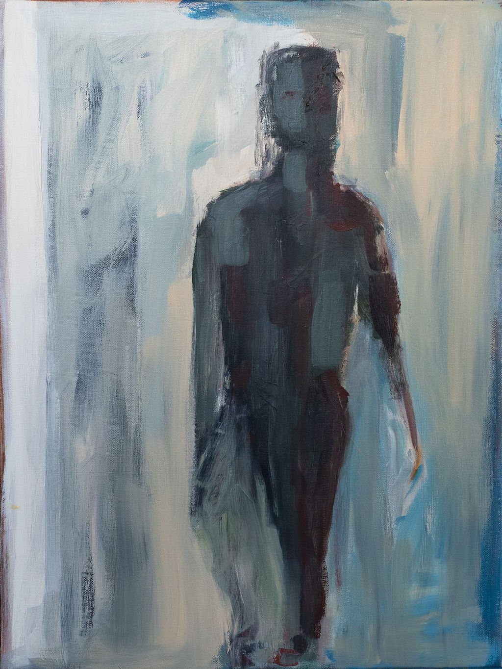 acrylic, contemporary figure, abstract figure, woman walking