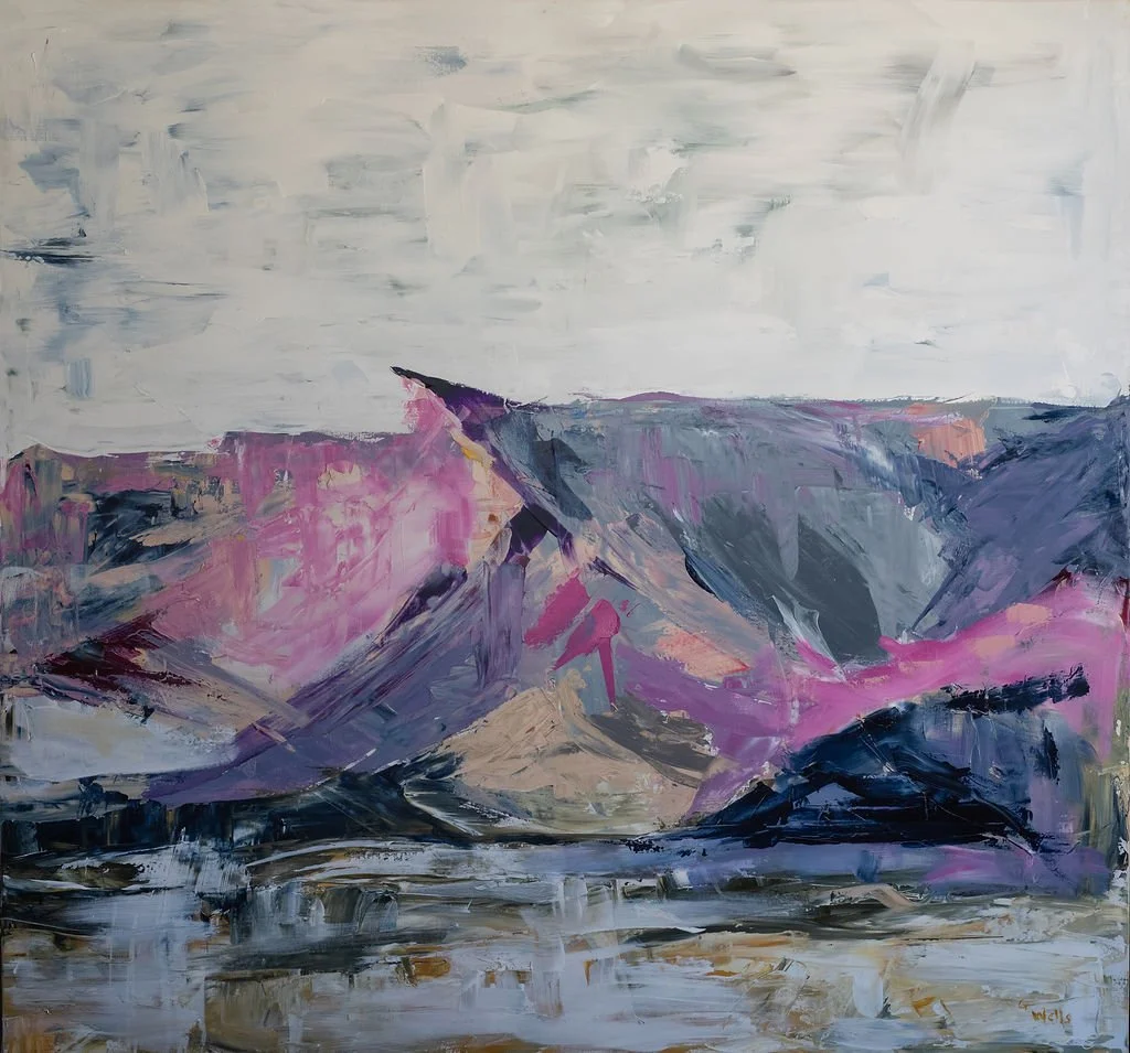 acrylic, abstract landscape, abstract mountain landscape