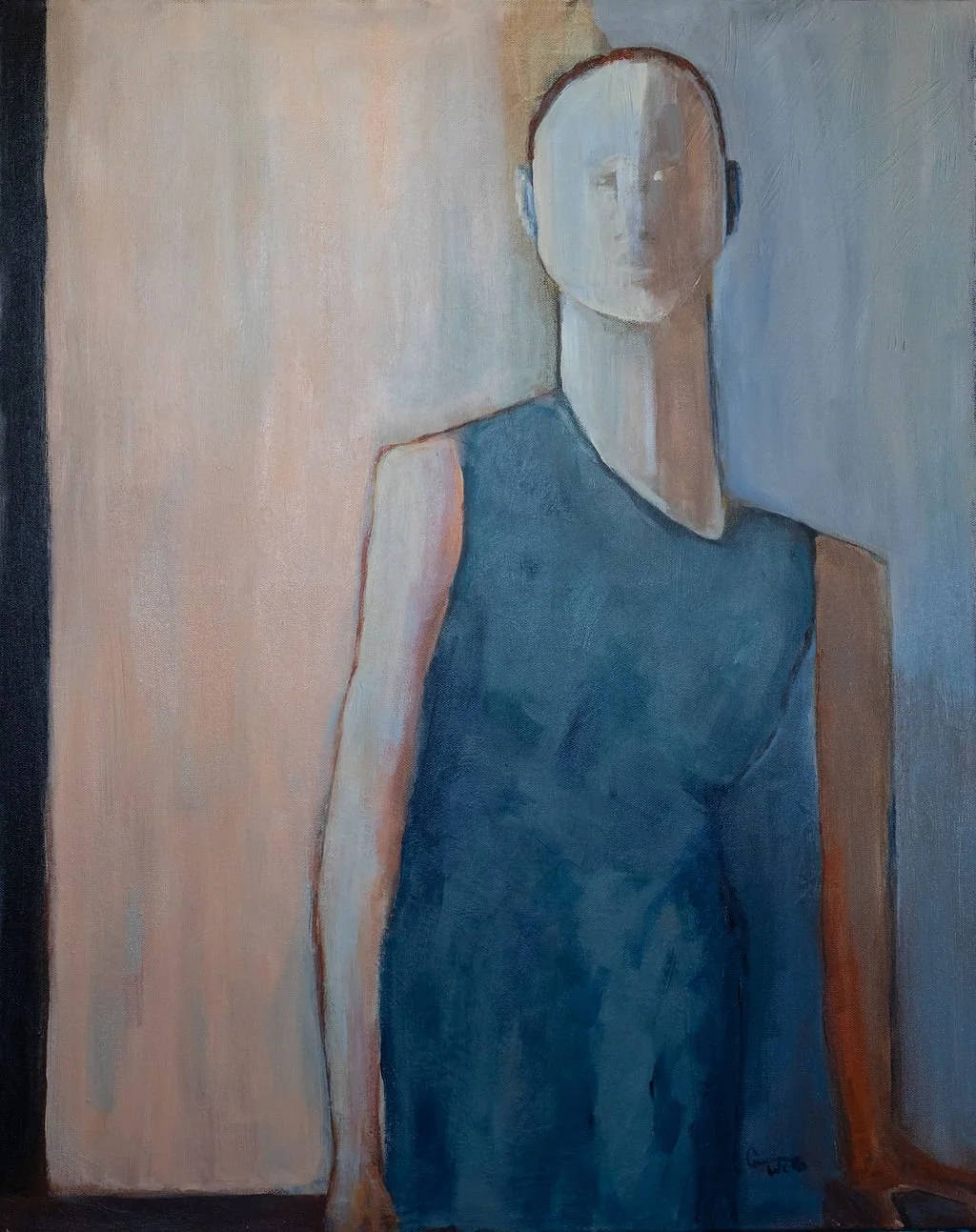 acrylic, contemporary female figure standing, abstract female standing