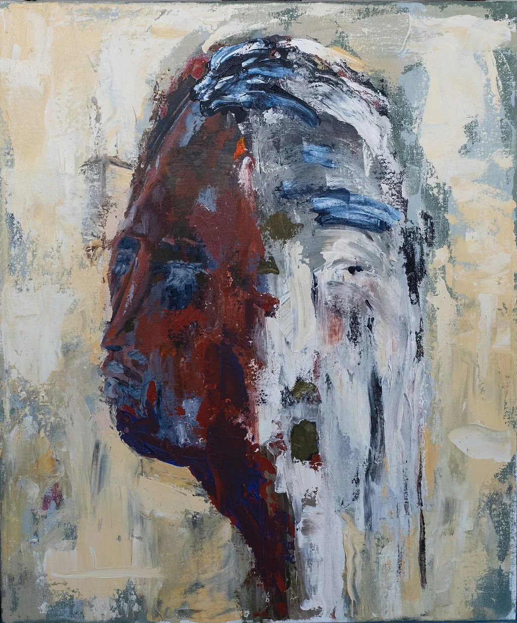 acrylic, abstract female face, contemporary female face