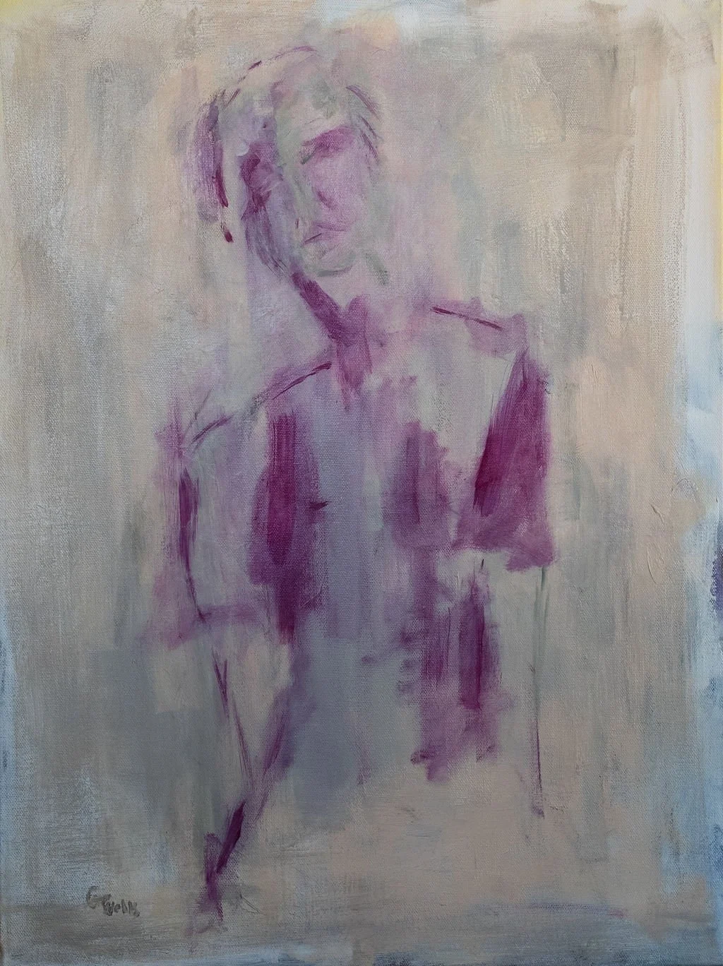 acrylic, abstract female standing, contemporary female figure