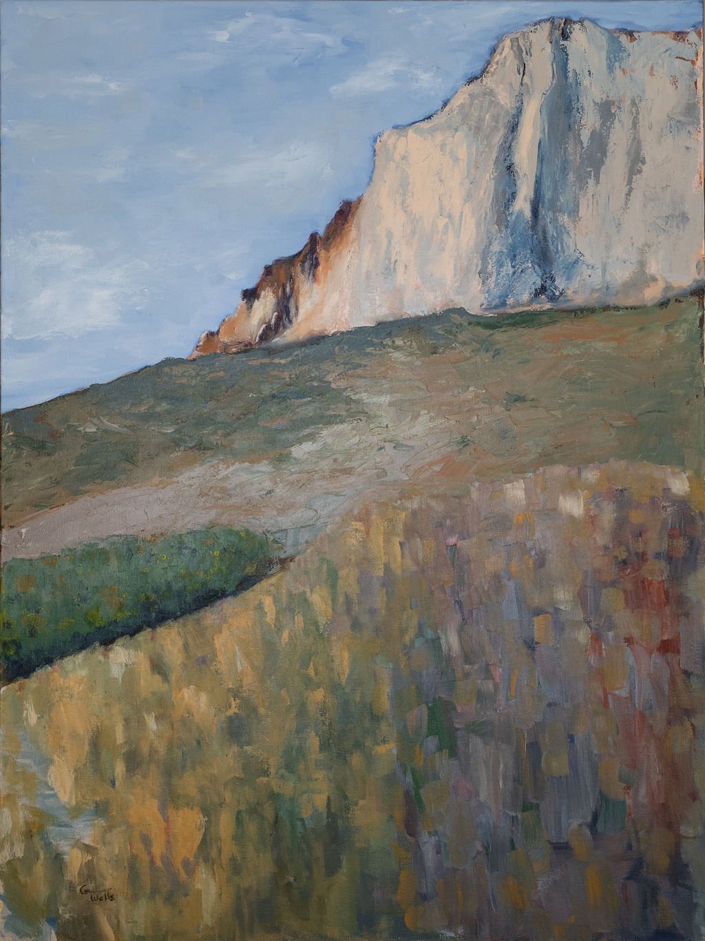 acrylic, contemporary landscape, impressionistic landscape, mountain landscape