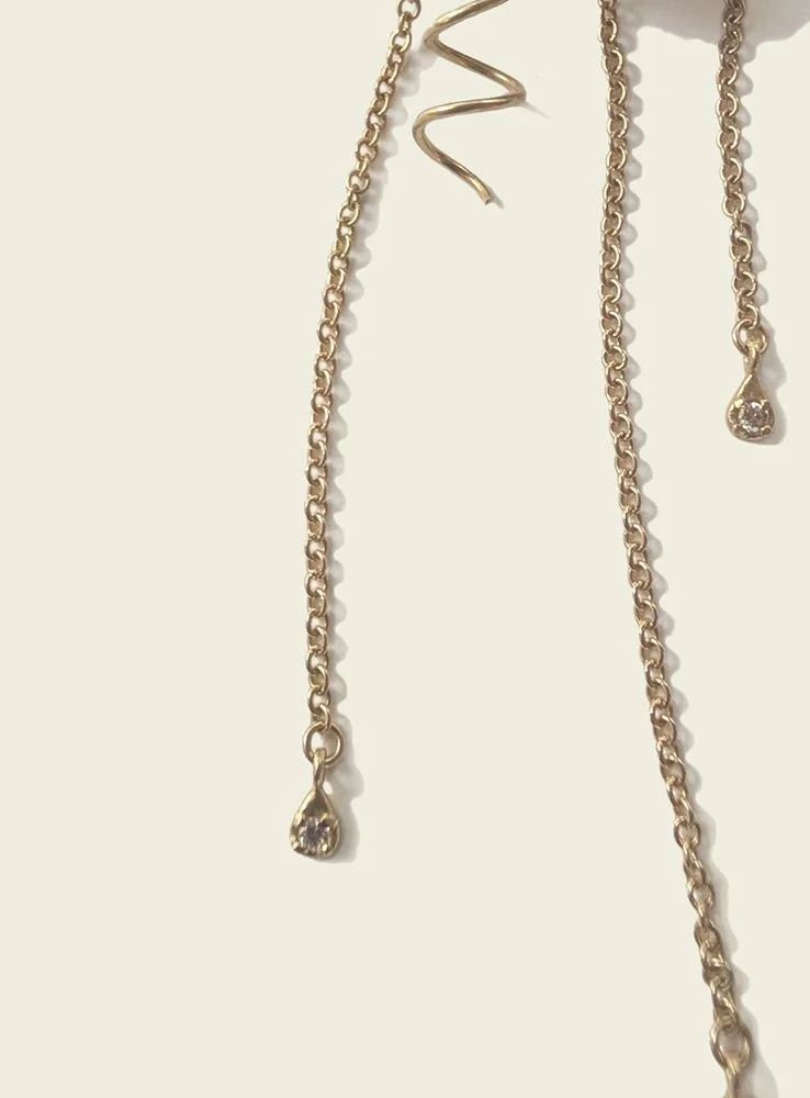 A detailed and unique metal pattern by Et. Collective LLC featuring gold chains, jewels, and curved metal