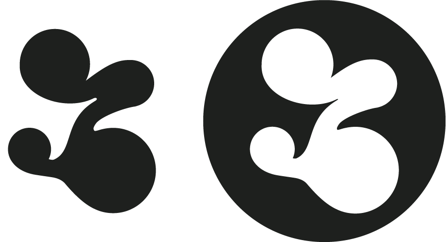 Two versions of Et Collective's logomark. One inside a circle and one free from the bounds of a circle.