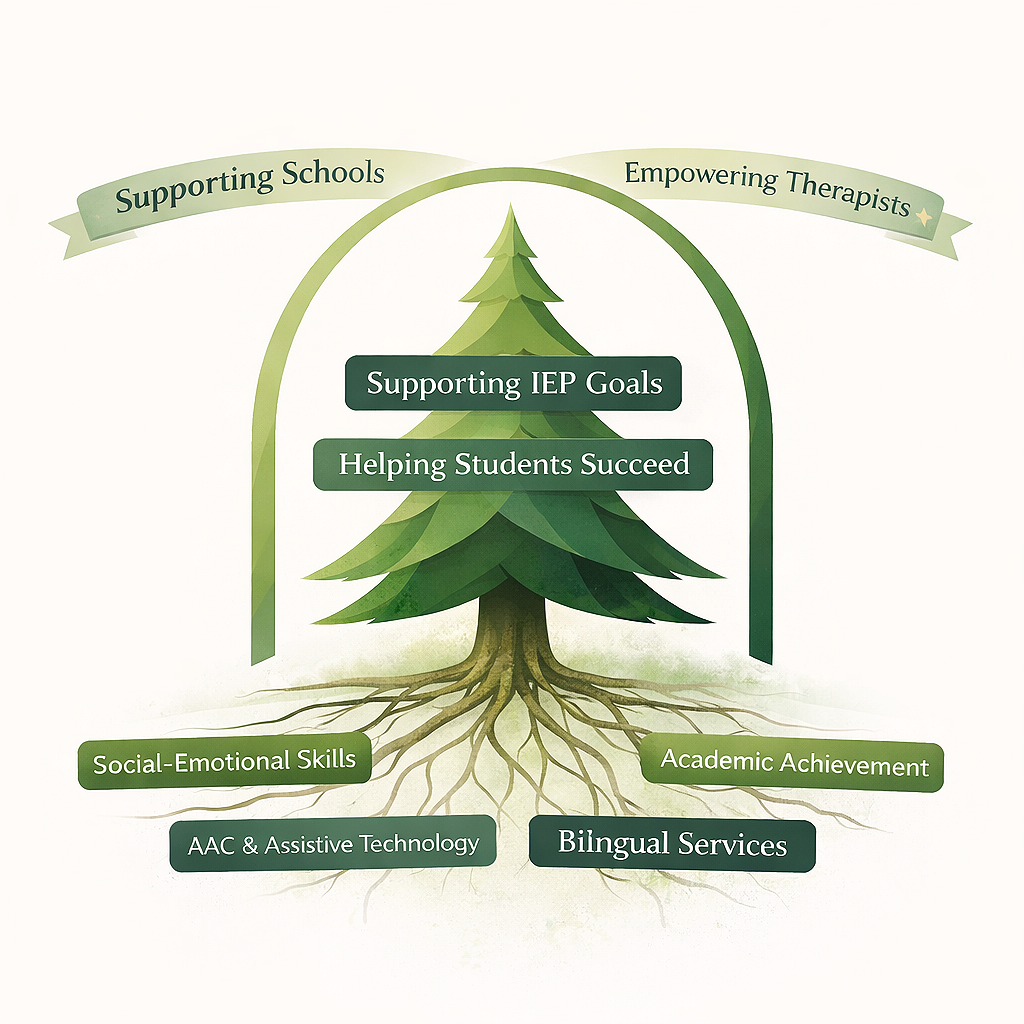 image of tree, supporting students, schools and empowering therapists