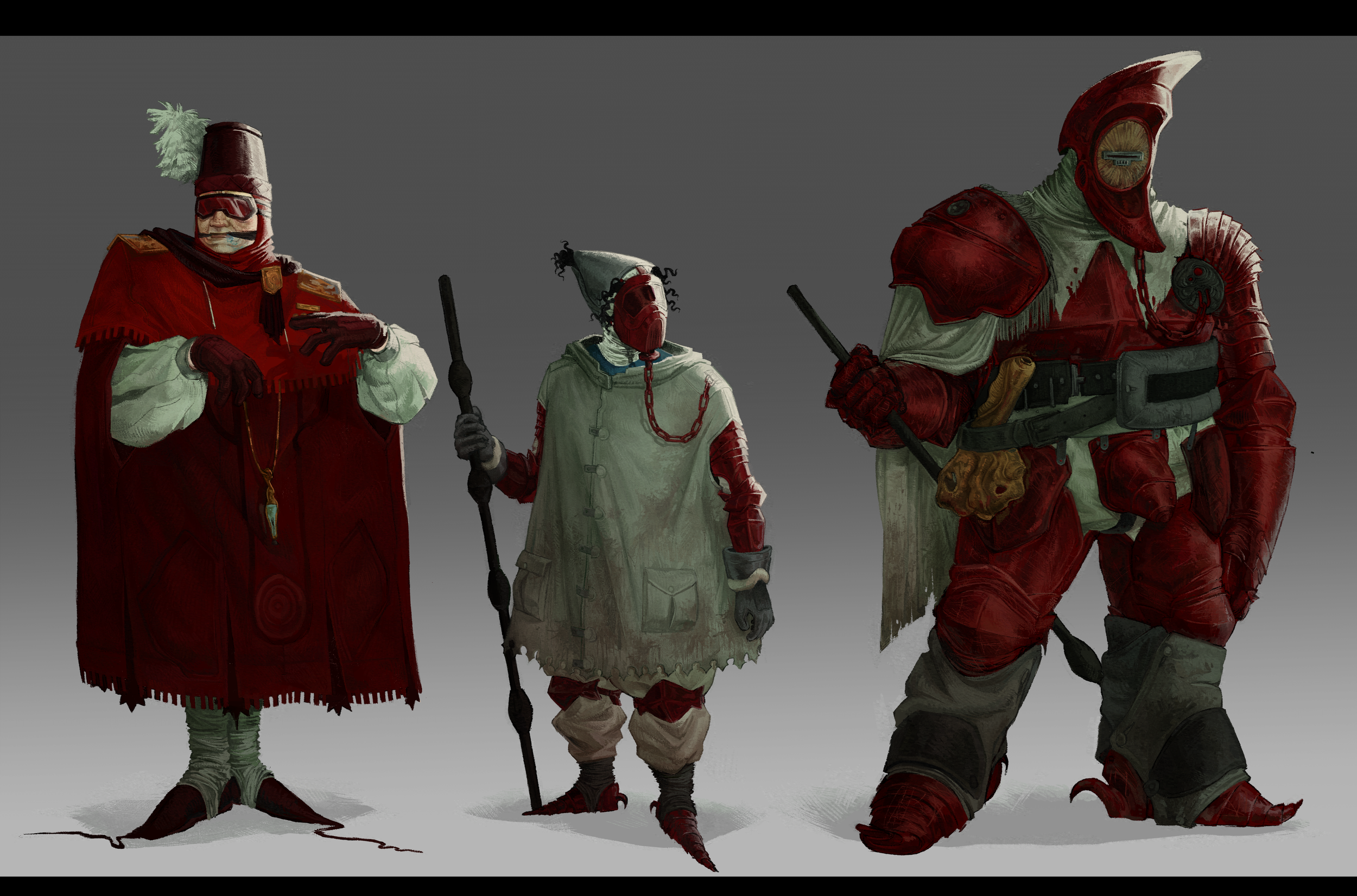 Fantasy knight character designs with armor.