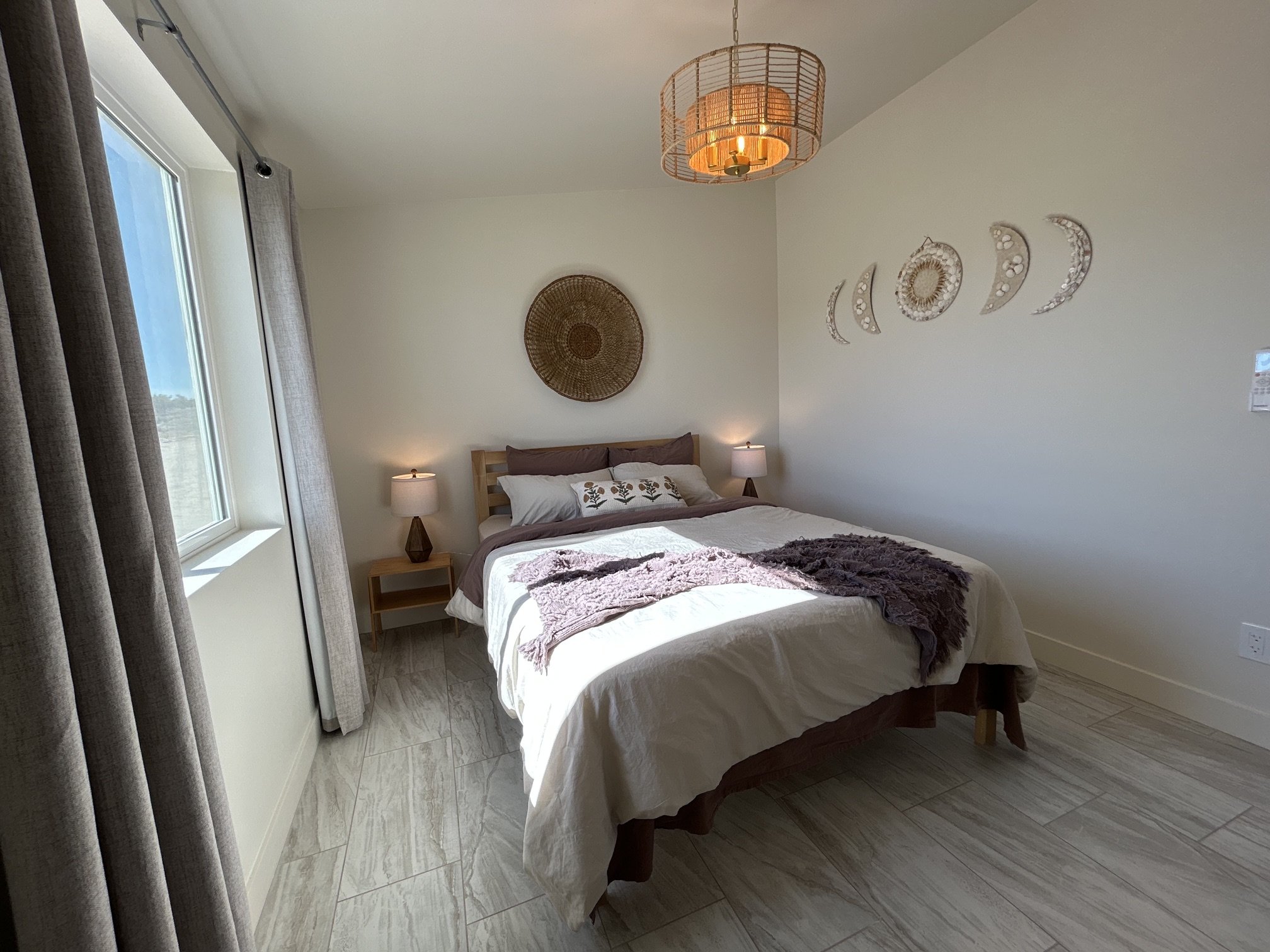 Comfortable private guest bedroom for guests attending a healing retreat near Kingman, Arizona.