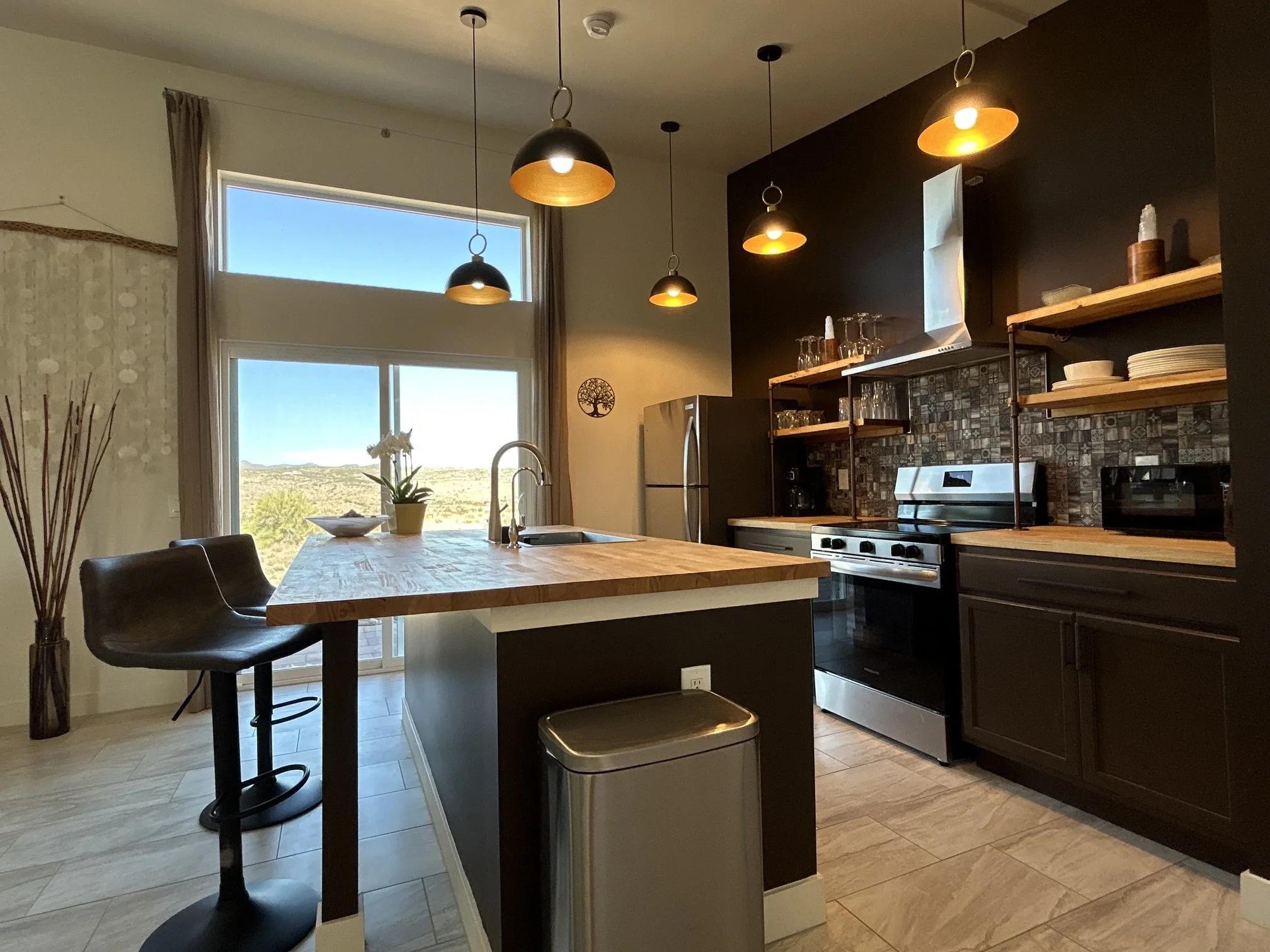 Private retreat kitchen where organic meals are prepared for guests during their stay.