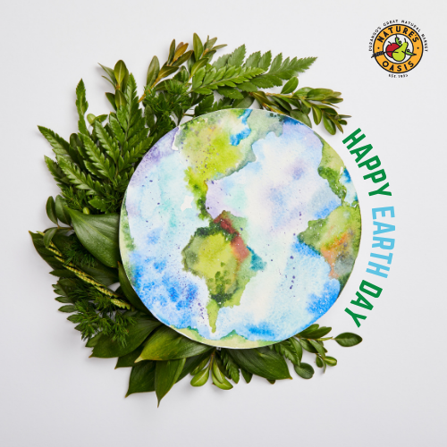 Happy Earth Day branded graphic featured in the Matthew Pachl Marketing Portfolio, showcasing a hand-crafted globe composition with natural foliage styling.