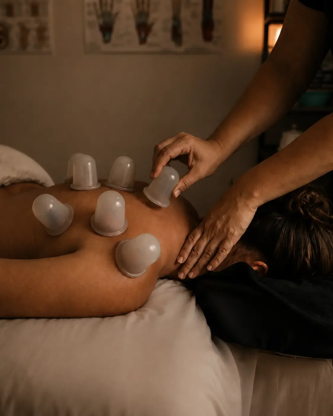 cupping being done during a massage