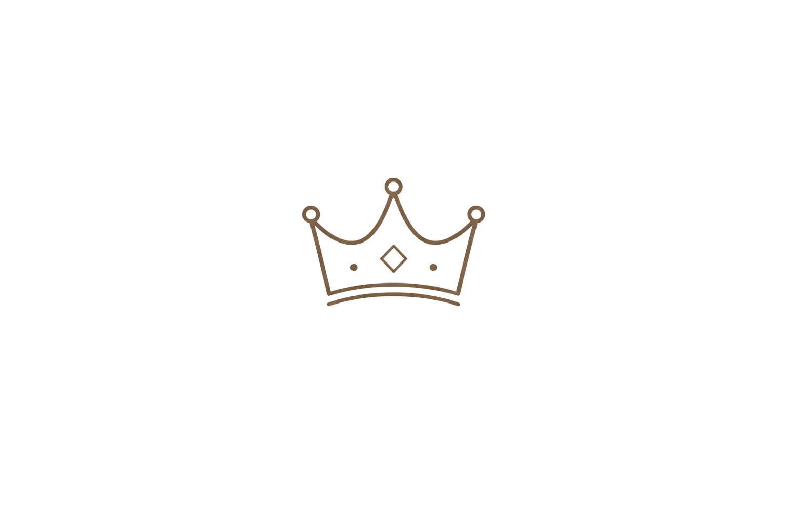 Black background with a simple line drawing of a gold crown in the center.