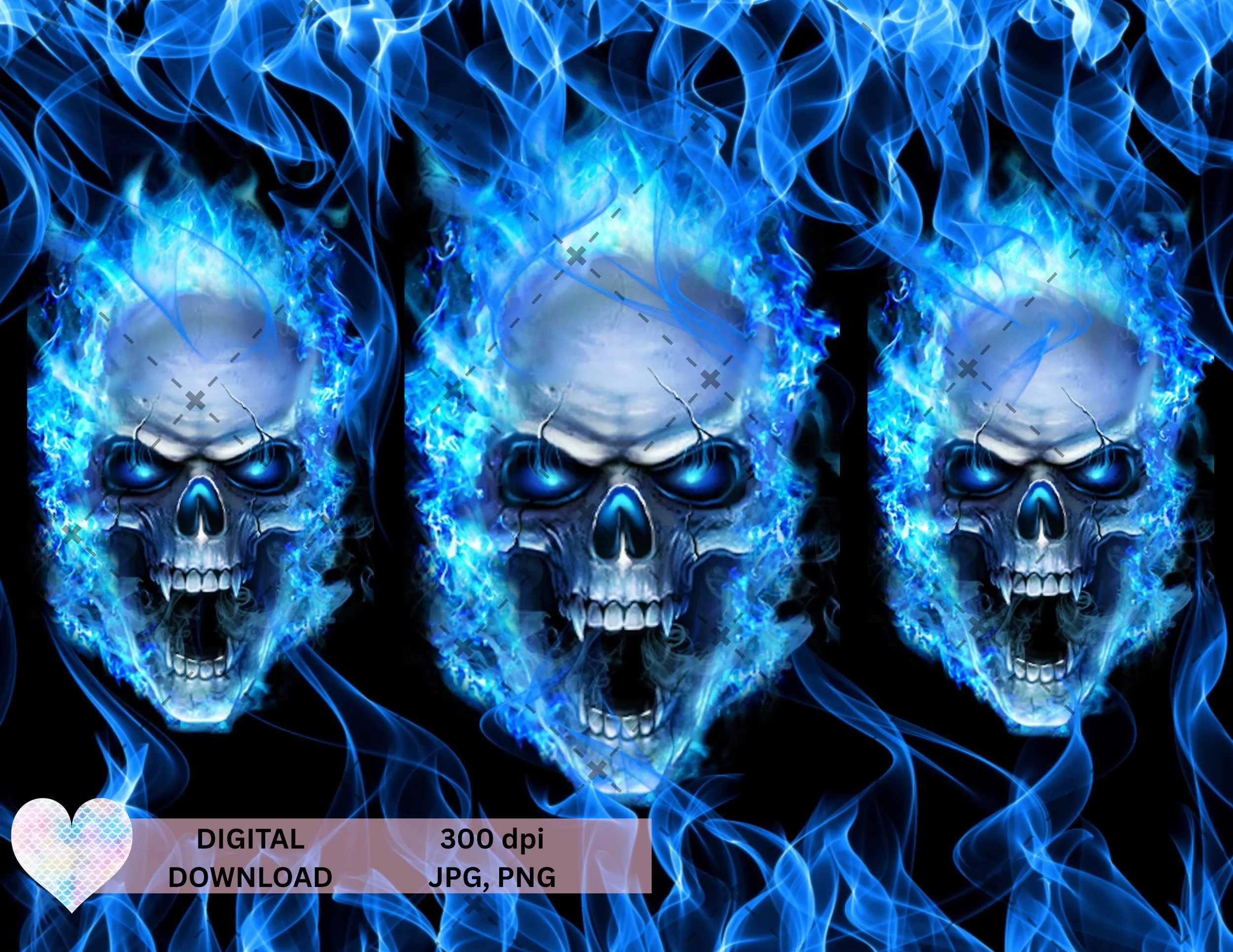 Blue Flaming Skull 20oz Skinny Wrap DIGITAL DOWNLOAD