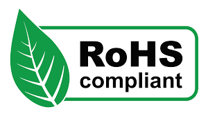 RoHS compliant logo with green leaf symbol.