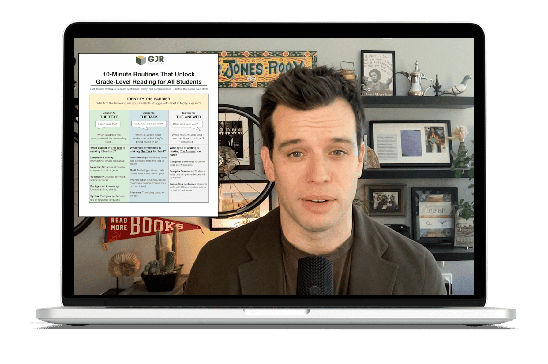 Gerrit Jones-Rooy presents the Access in 10 course beside a lesson-planning chart.