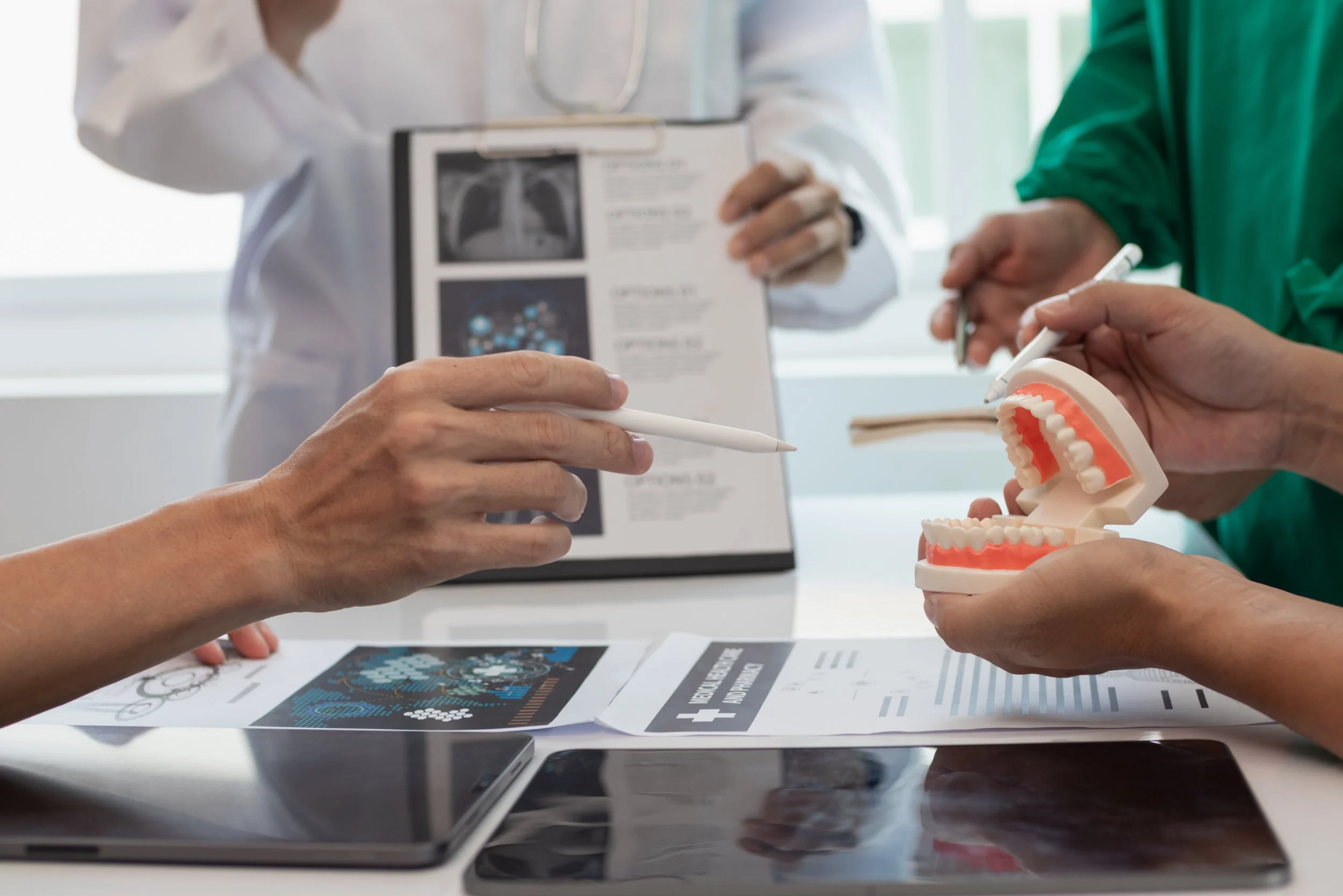 Dentists and Orthodontists participating in a Lunch and Learn about myofunctional therapy in Dallas, TX.