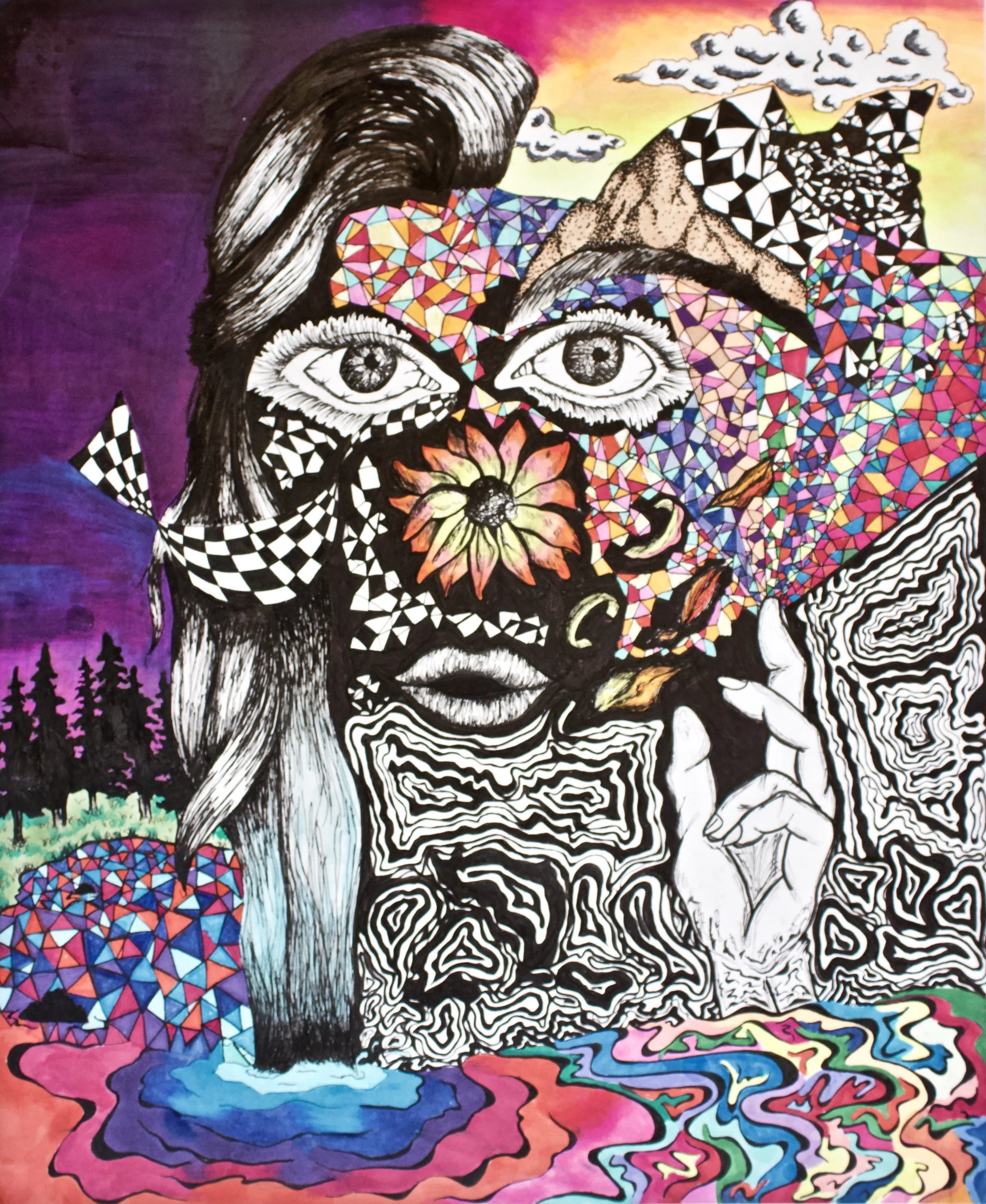 Visceral, Copic Marker on Bristol Paper, 14 x 19 inches
2017