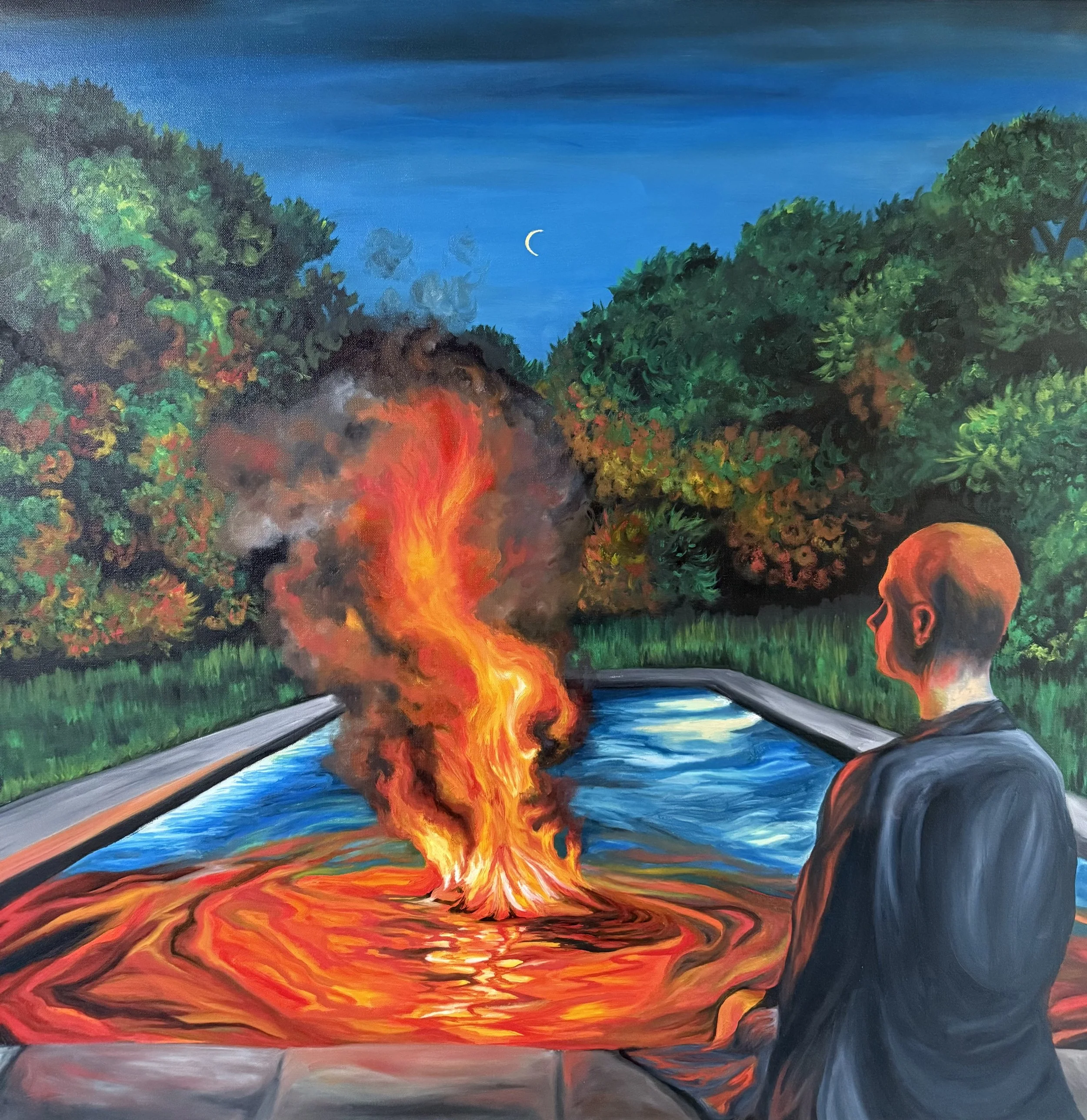 "Wildfire, Oil Paint on Canvas, 36 x 36 inches