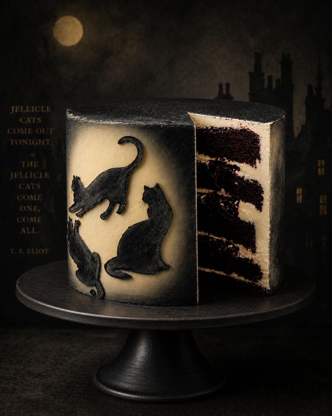 Chocolate and Cherry inside of the Jelicle cat cake