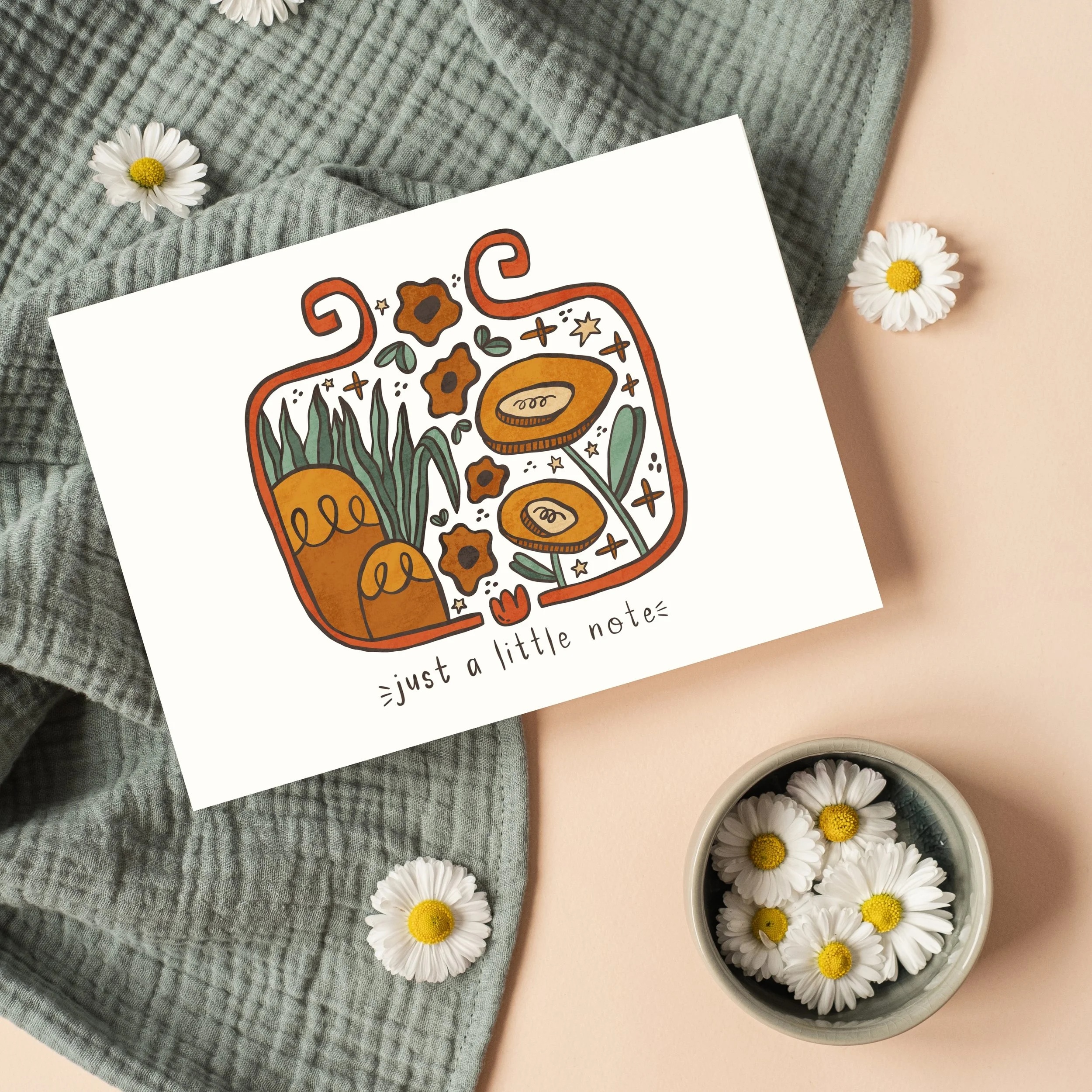 Just a Little Note Card | Just Because Floral Frame Illustration