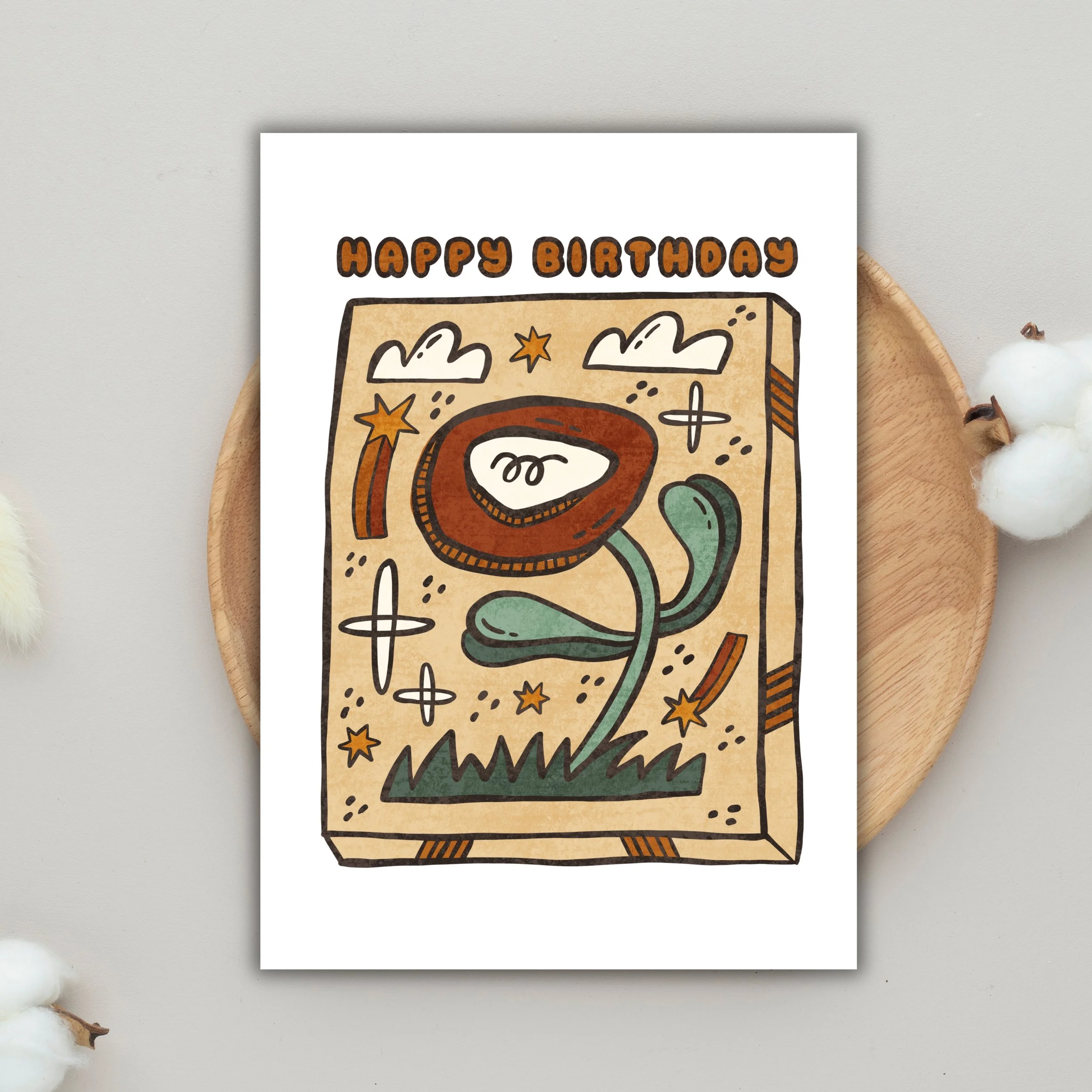 Birthday Card | Funky Flower Illustration