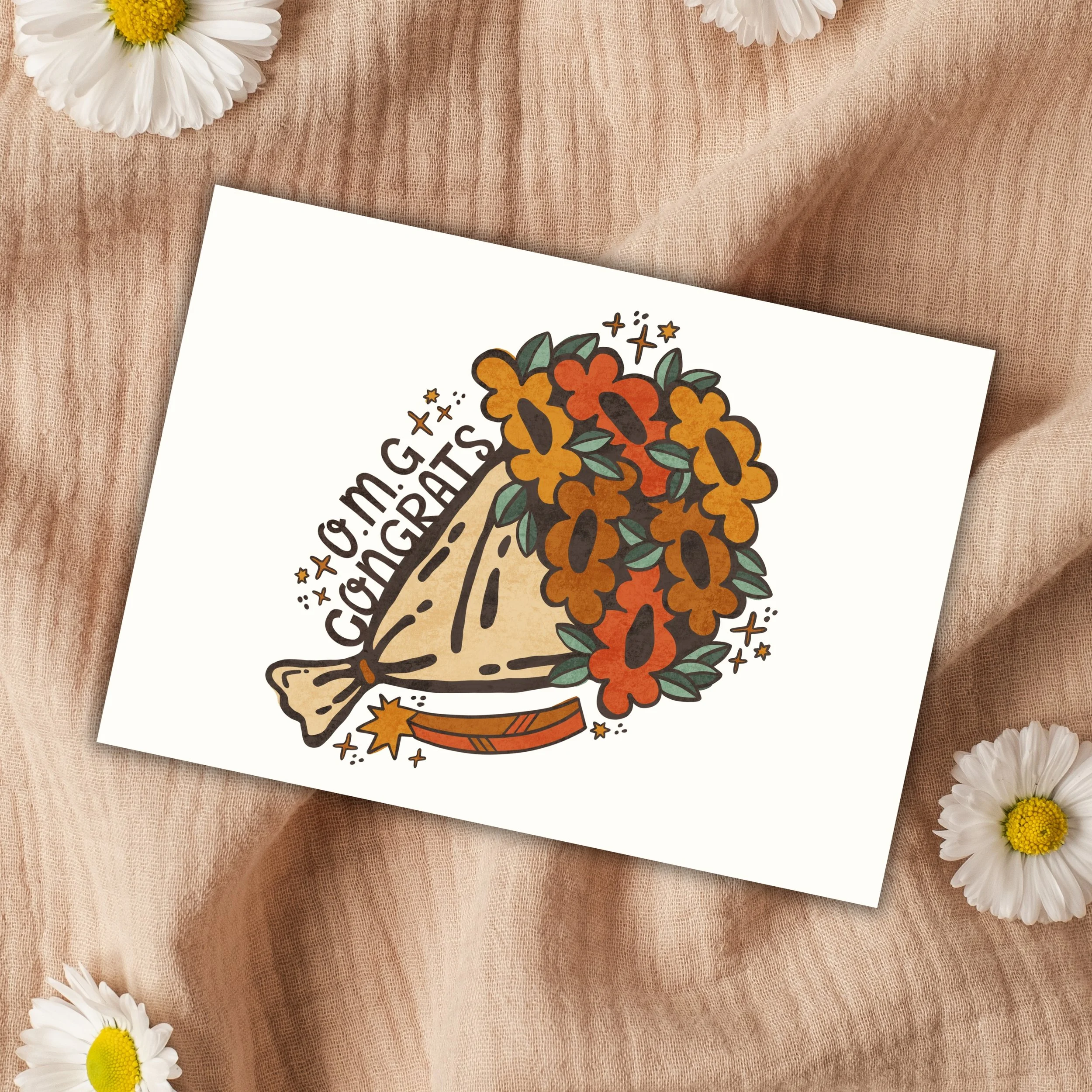 Congratulations Card | O.M.G. Sparkle Bouquet Illustration