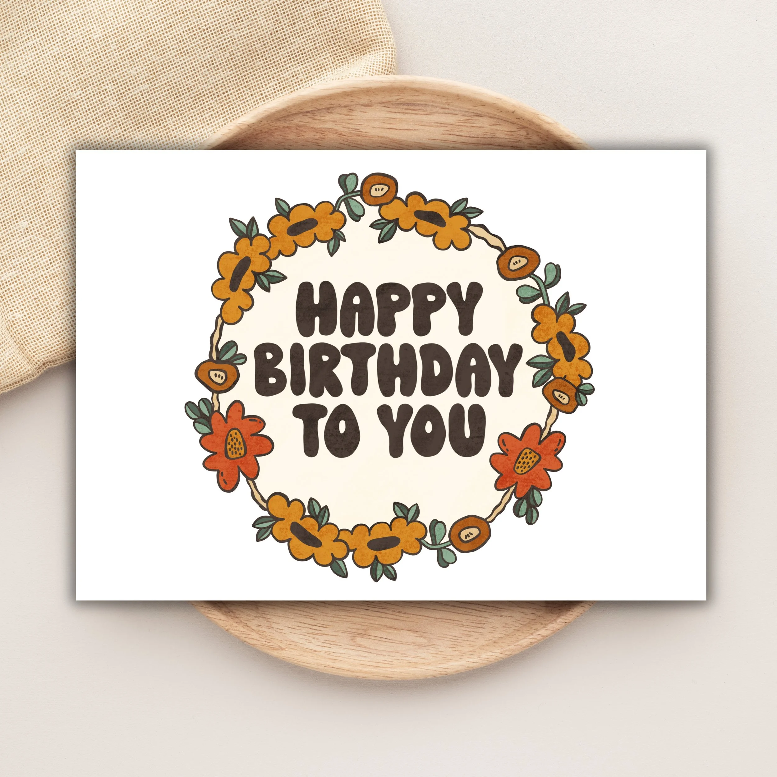 Birthday Card | Blooming Floral Frame Illustration