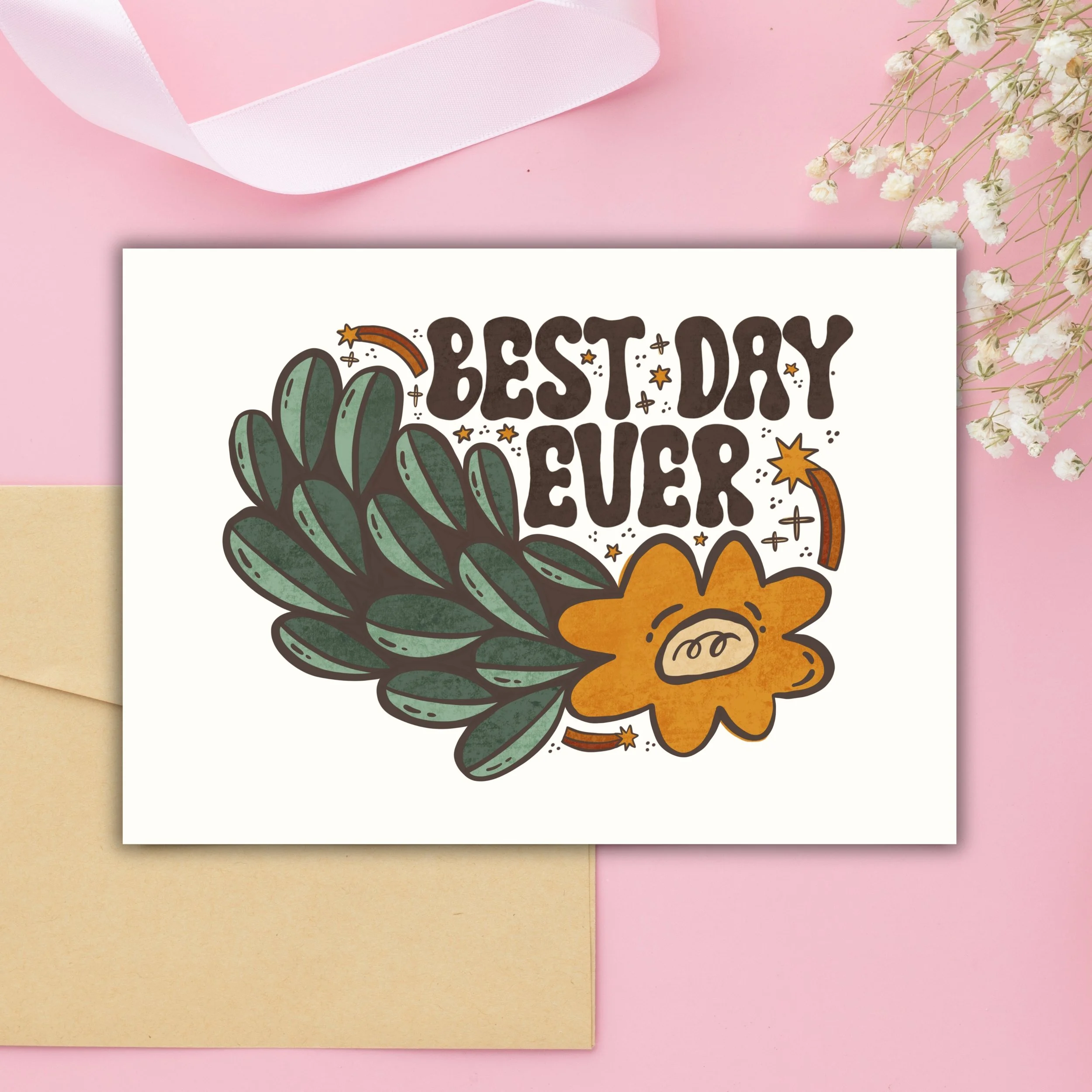 Celebration Card | Best Day Ever Floral Illustration