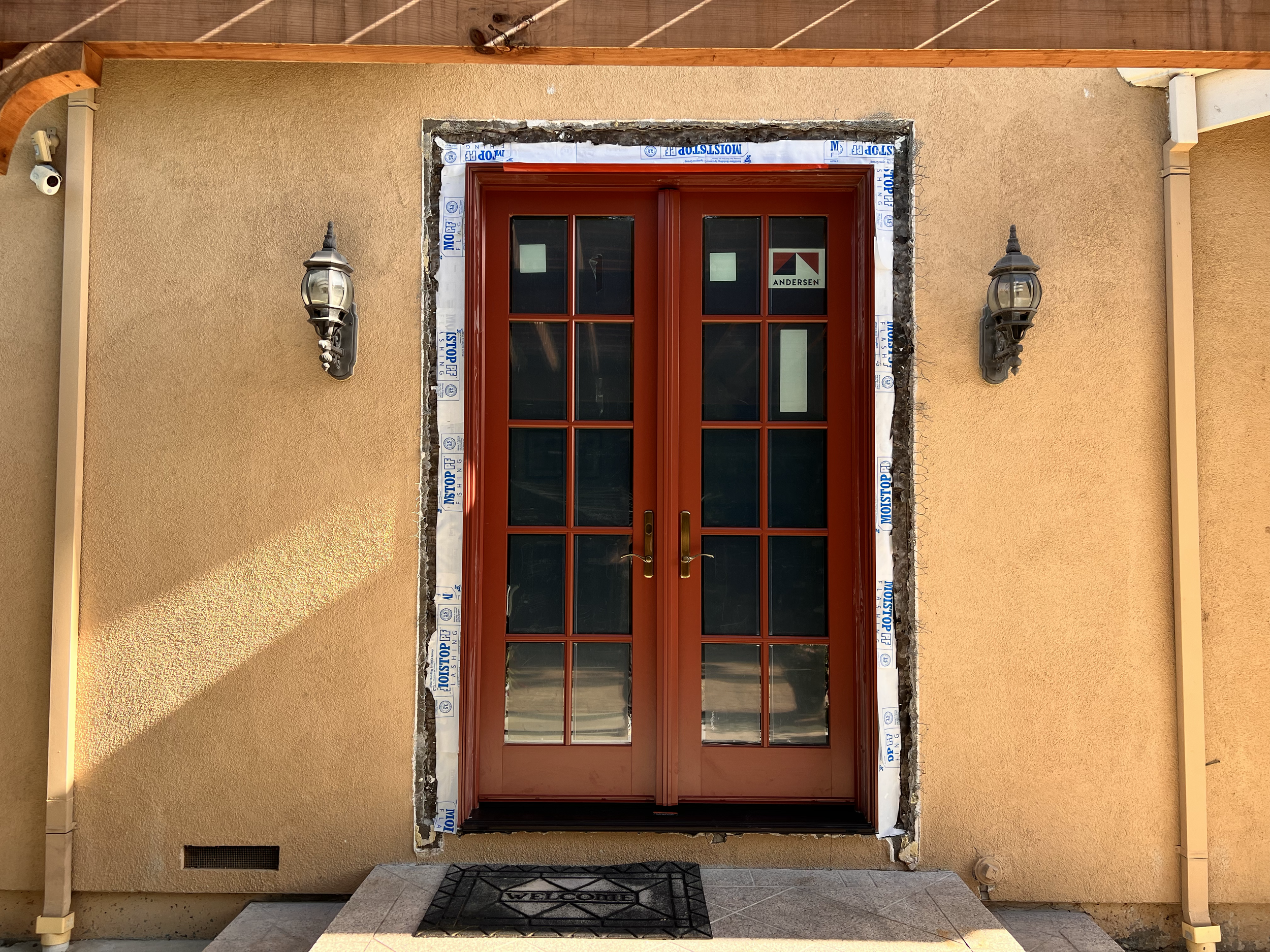 Cupertino - Deep red double French doors