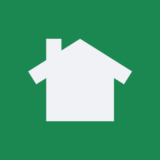 Nextdoor app logo / icon of a white house on a green background.