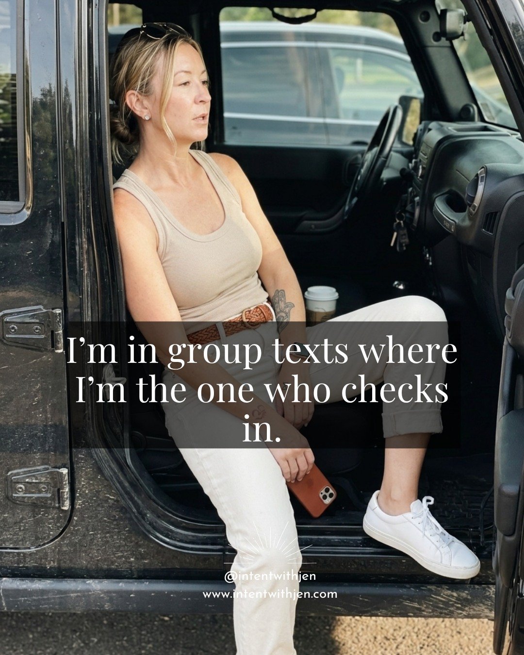 I'm in group texts where I'm the one who checks in.🙋&zwj;♀️

Guess how many people are checking on me.🙅&zwj;♀️

I used to think this was just what happens when you're capable. 

It isn't. 

It's a structure, and I built it myself, which means I get