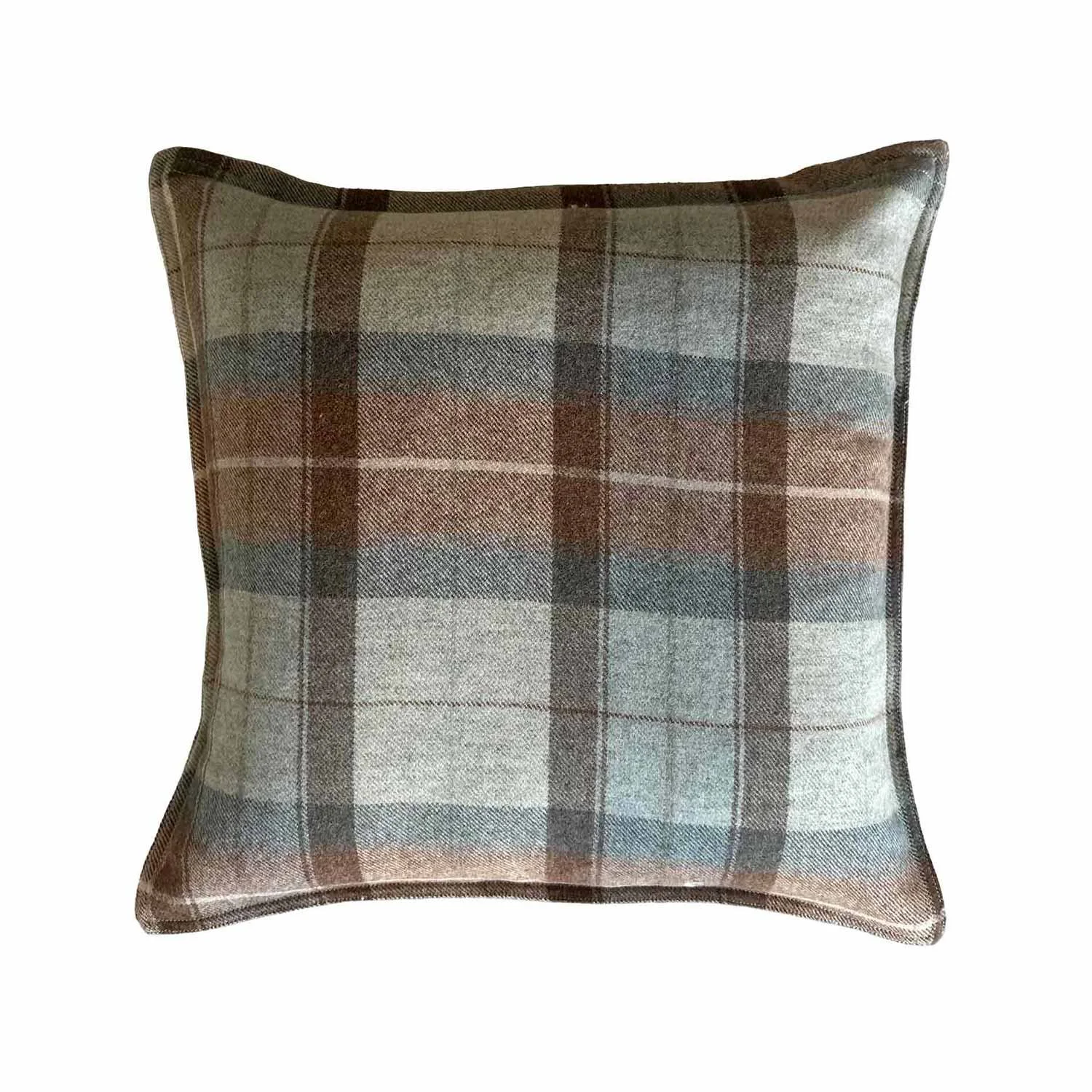 20 x 20 Brown and Blue Plaid Pillow